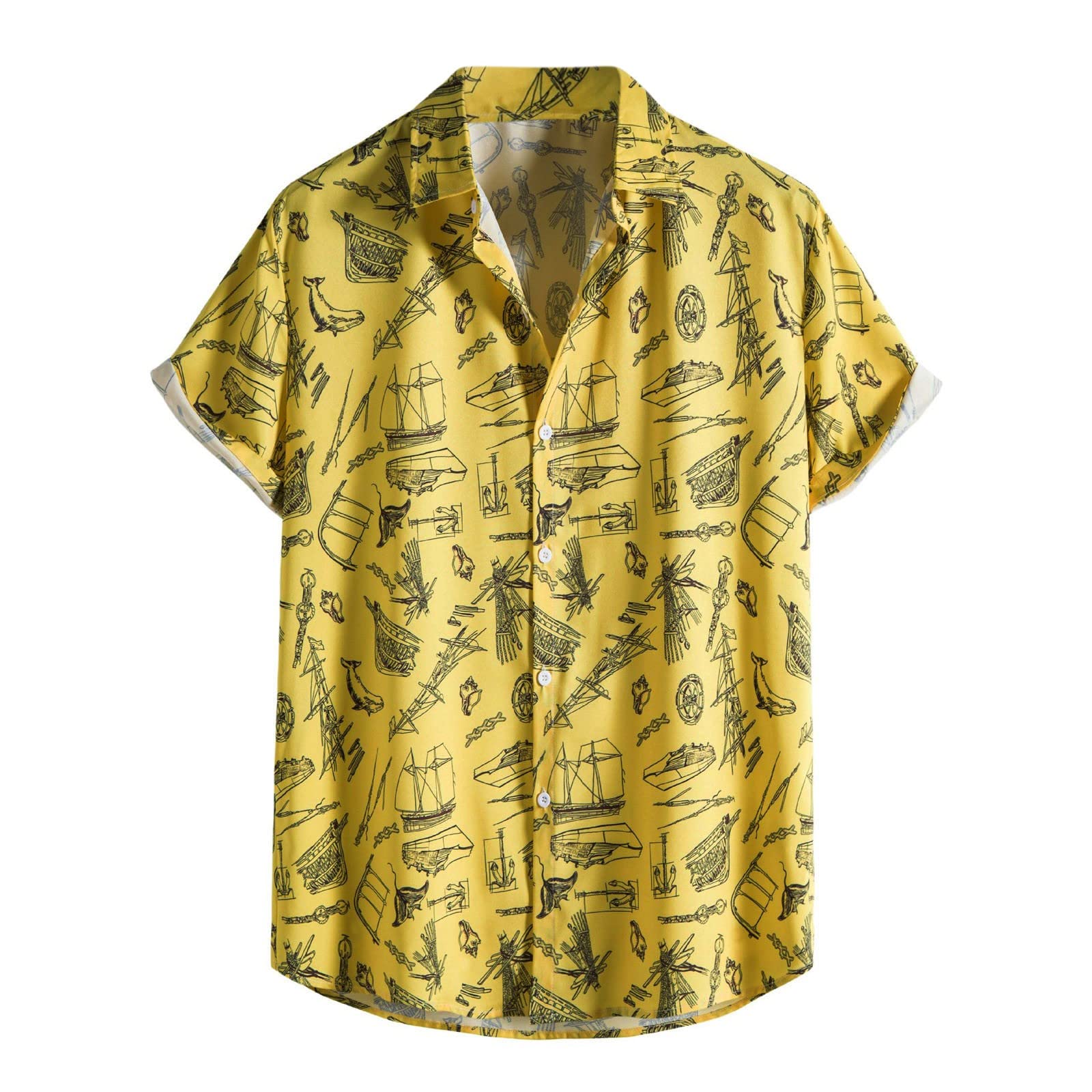 Men's Classic Round Neck Short Sleeve T-Shirt - Tropical Beach Print Summer Tee for Casual Wear & Vacation Outfits