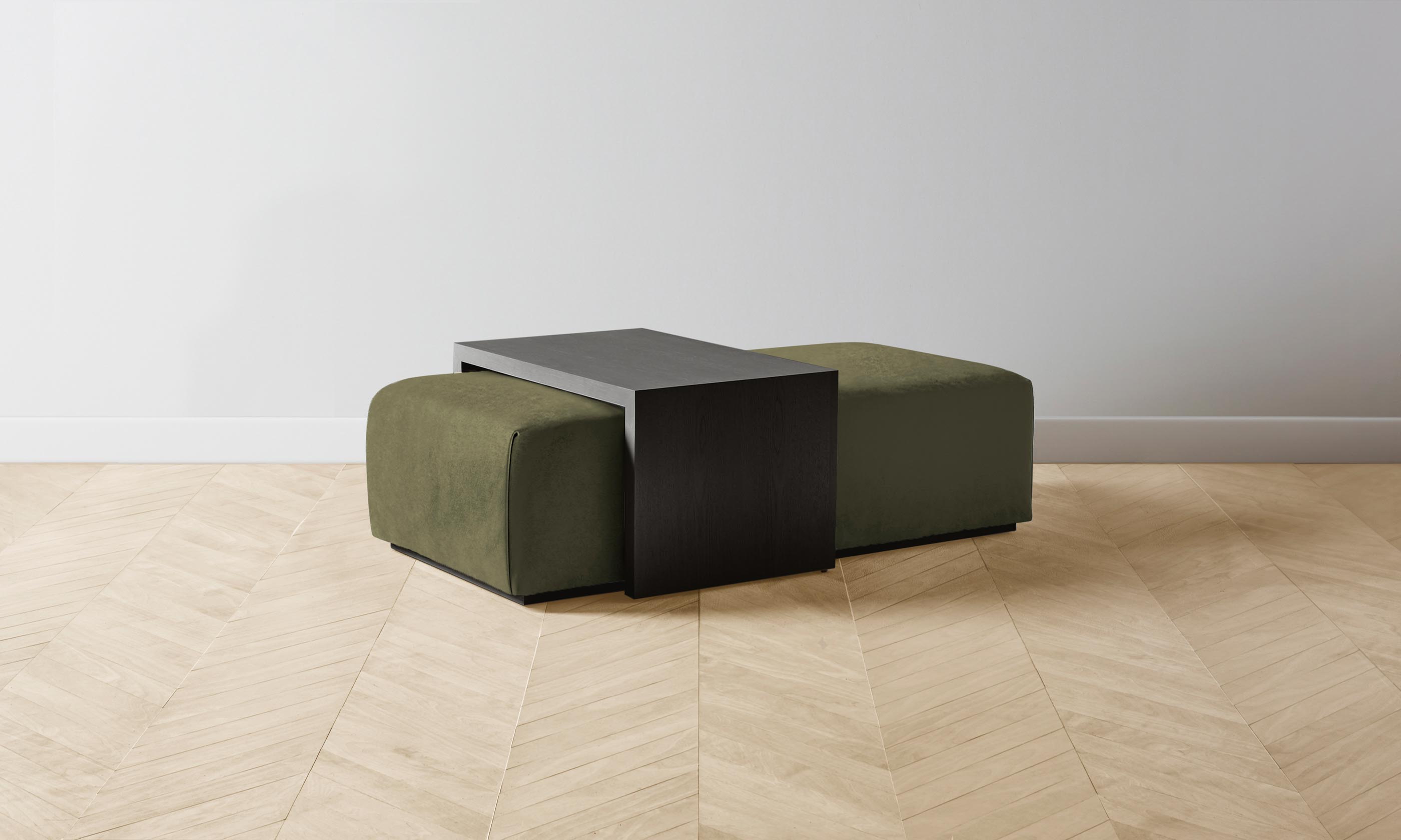 The Bowery Ottoman - Performance Velvet Olive Green Storage Bench for Living Room, Bedroom & Entryway - Stylish and Durable Home Decor