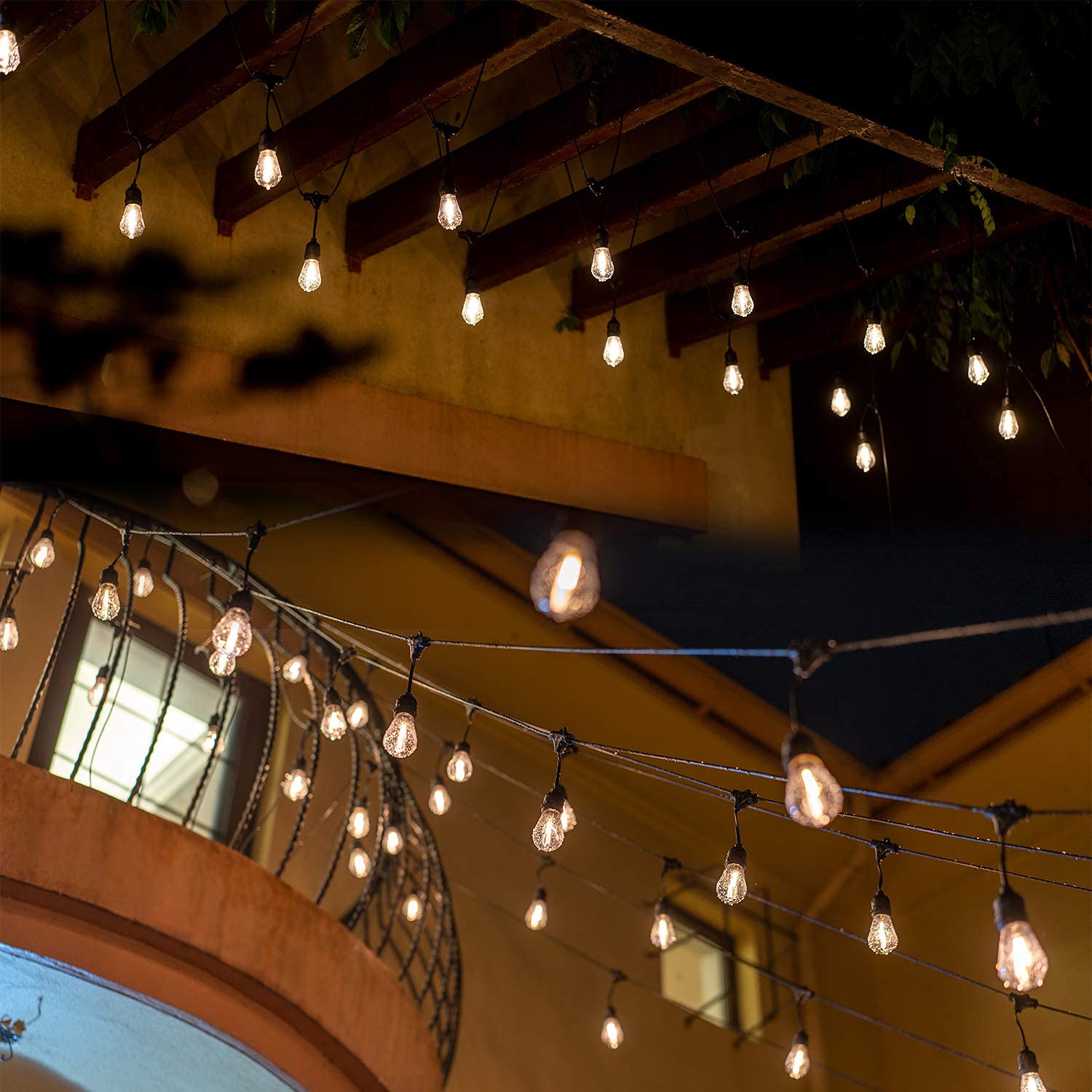 52Ft Dimmable LED Outdoor String Lights - Weatherproof Patio Lights for Garden, Backyard, Wedding & Party Decor (Warm White)