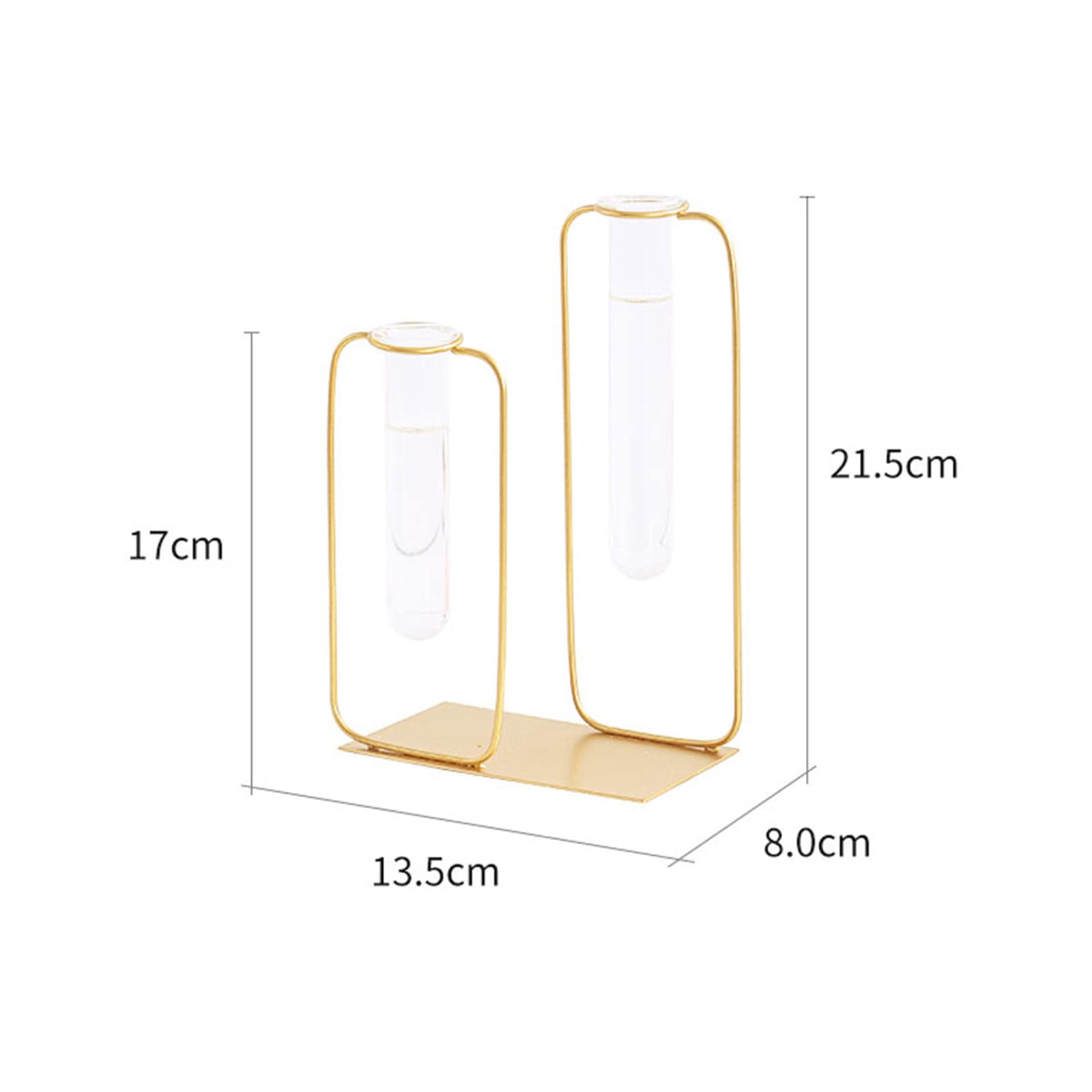 Golden Metal Outline Bud Vase with 2 Glass Containers - 13.5