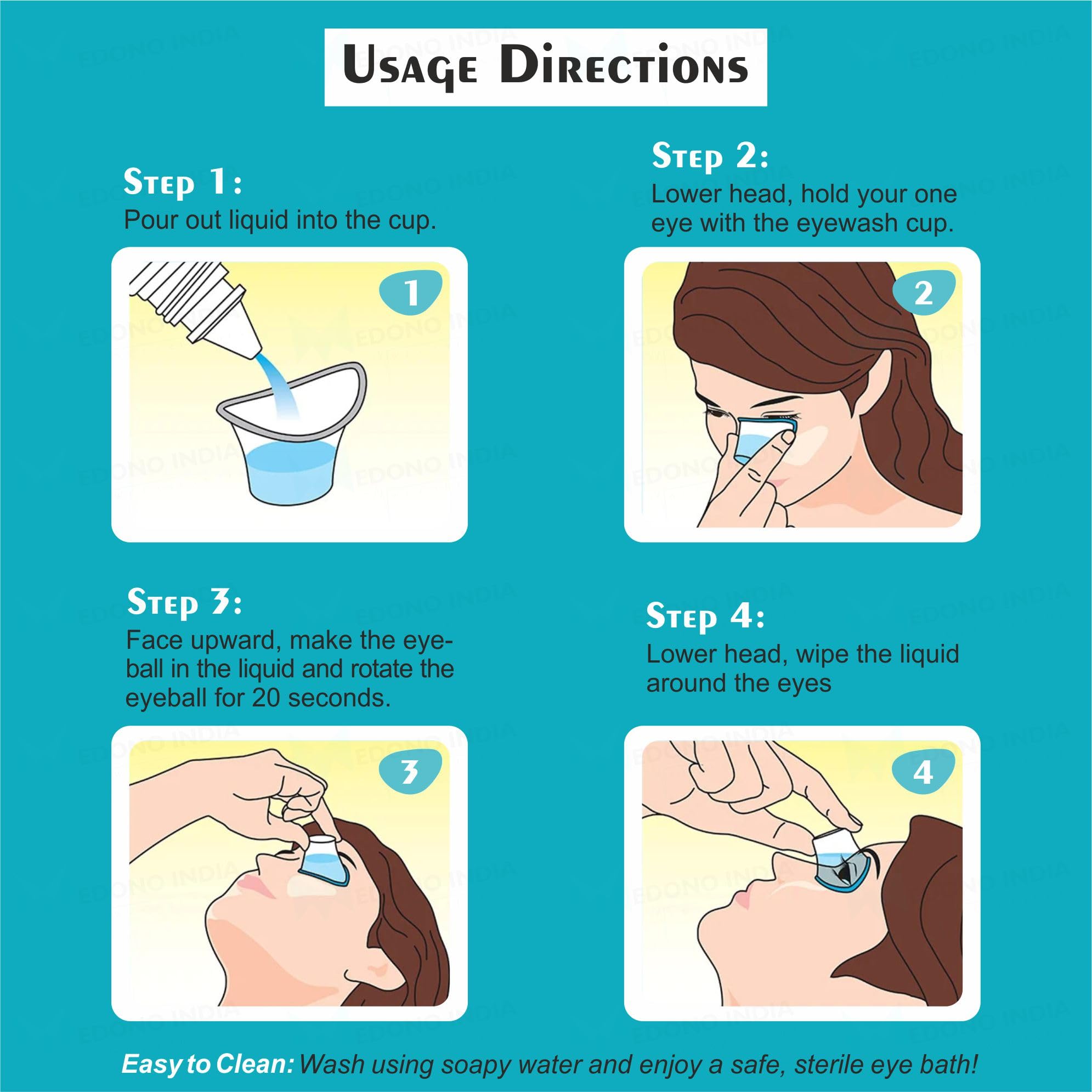 Medono India Transparent Eye Wash Cups (Pack of 2) – Premium Plastic Eye Cleansing Cups with Storage Container for Removing Dust, Makeup & Irritants | Perfect for Eye Care, First Aid & Travel Use