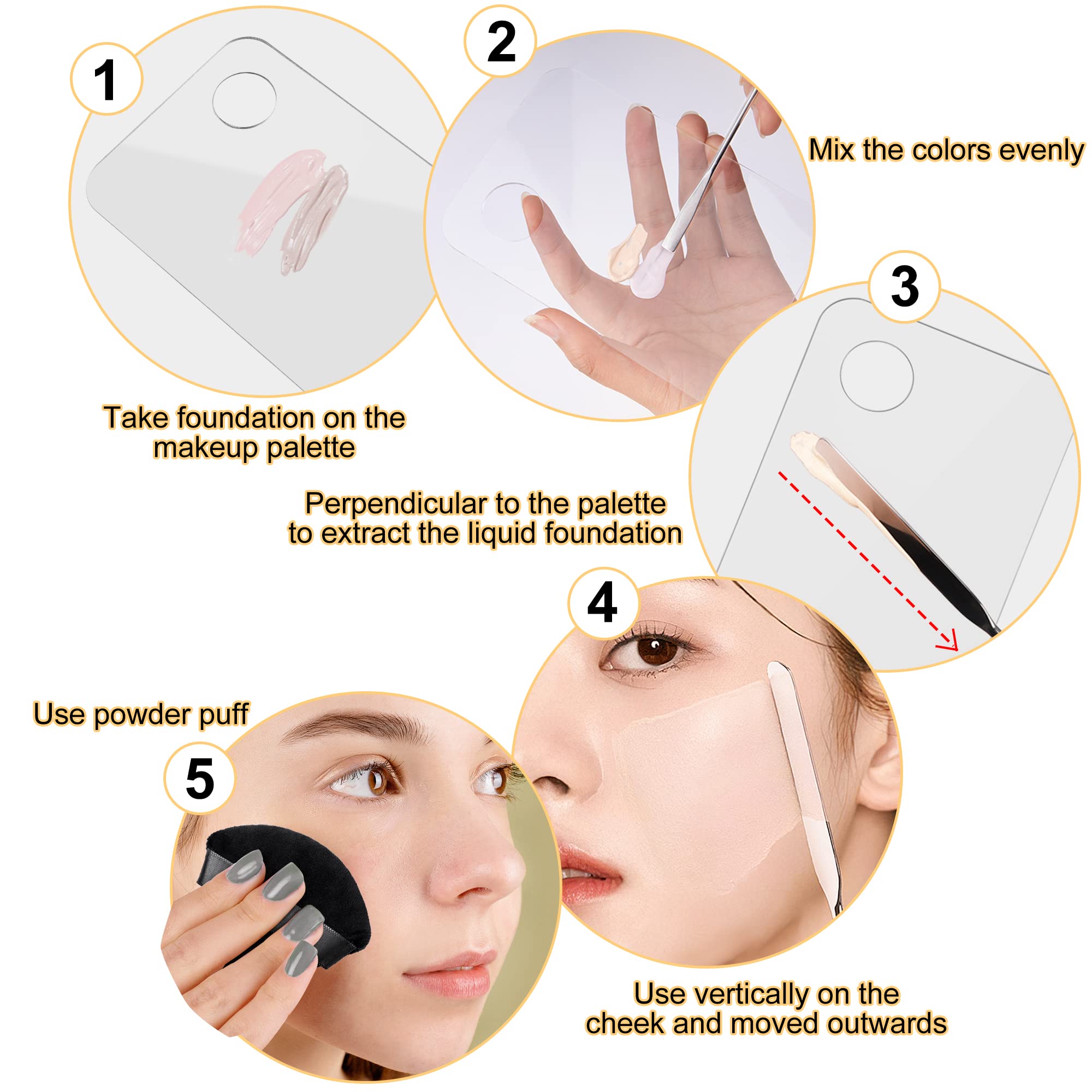**10 Pcs Acrylic Makeup Palette Set with Metal Mirror & Spatula - Professional Cosmetic Mixing Tray for Foundation, Color Cream & Liquid Makeup - Perfect for Beauty Salons, Makeup Artists & DIY Home Use**