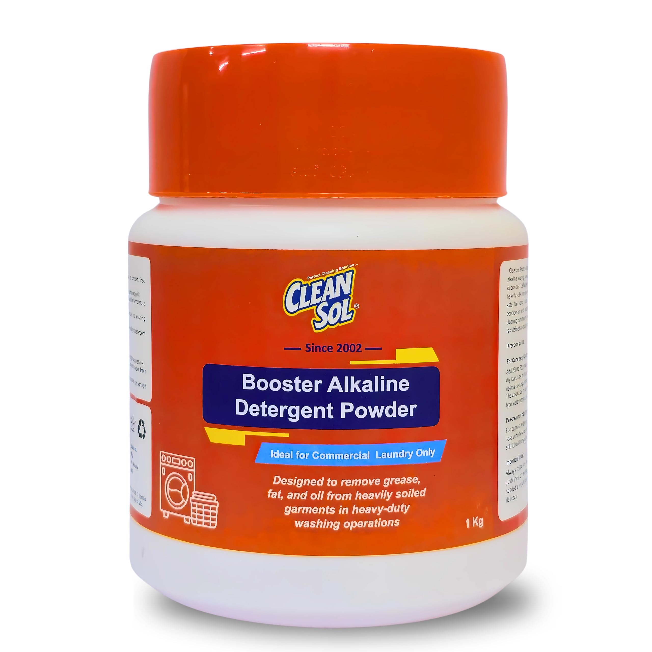 Cleansol Laundry Booster Detergent Powder - Heavy Duty Commercial Fabric Cleaner for Tough Stains & Deep Cleaning - 1Kg - Perfect for Hotels, Restaurants, and Healthcare Facilities