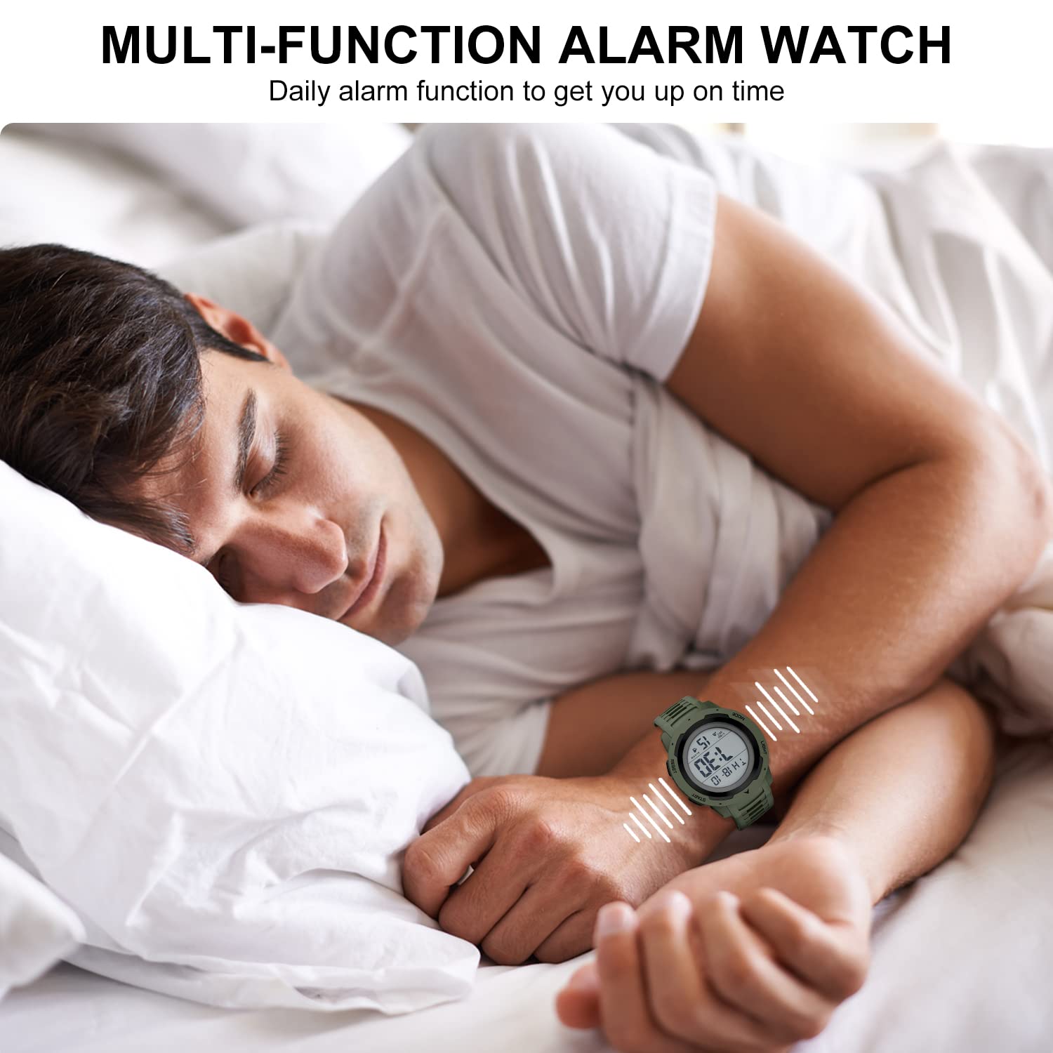 **GOLDEN HOUR Men's Waterproof Digital Sports Watch - Military Style, Wide Screen, Easy-to-Read Display, Durable Rubber Strap - Perfect for Running, Hiking, Swimming & Outdoor Adventures**