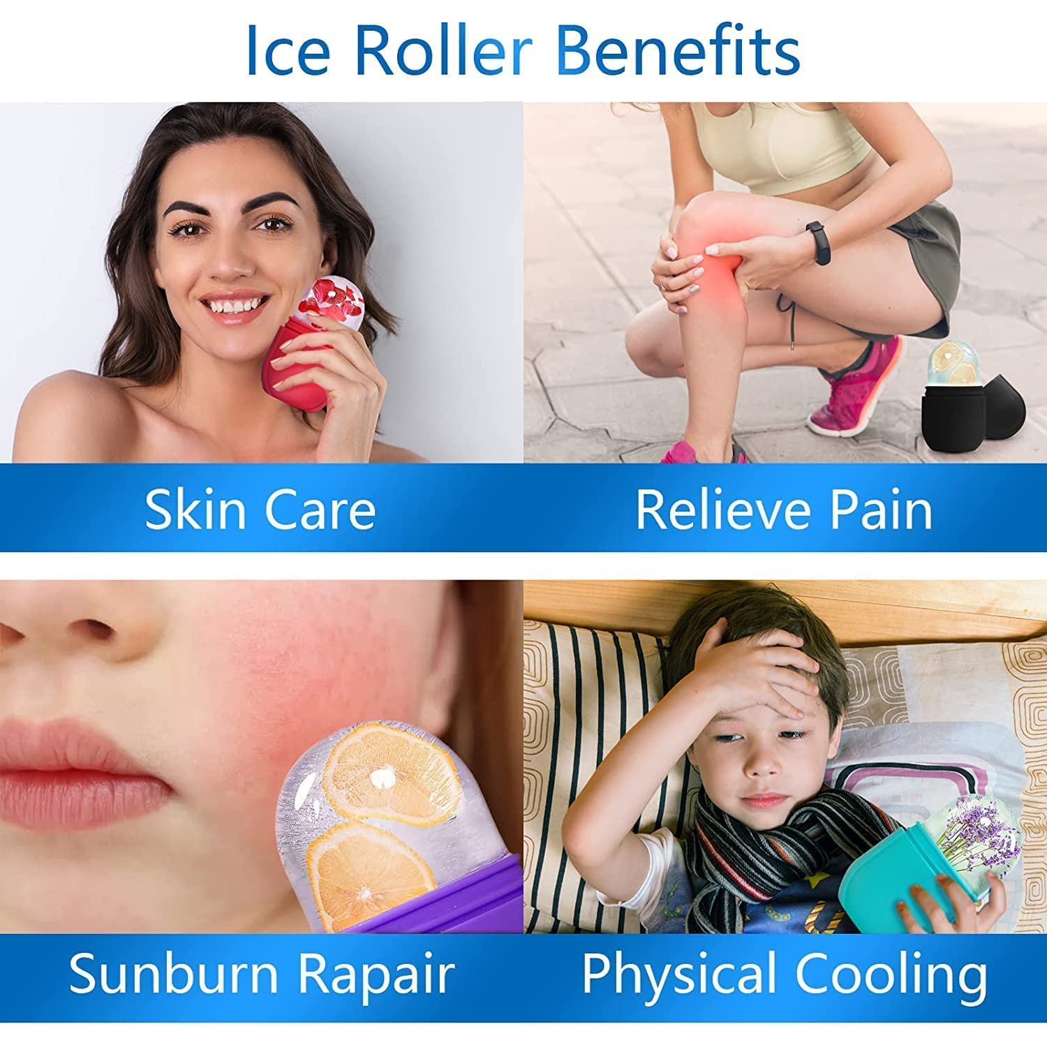 Best Reusable Ice Roller for Face & Eye - Cooling Facial Massager for Puffiness & Wrinkles | Perfect for Skincare Routine & Morning Depuffing
