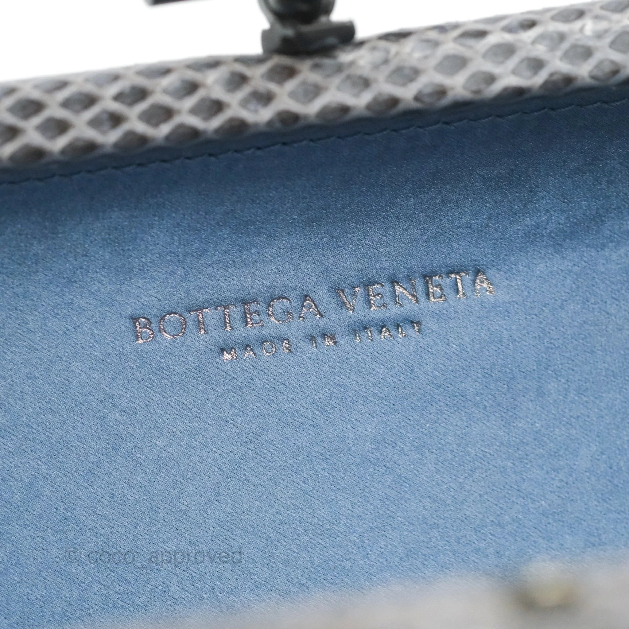 Bottega Veneta Ayers Satin Intreccio Stretch Knot Clutch Bag in Navy Blue | Luxury Evening Clutch for Women | Perfect for Parties, Weddings & Special Occasions
