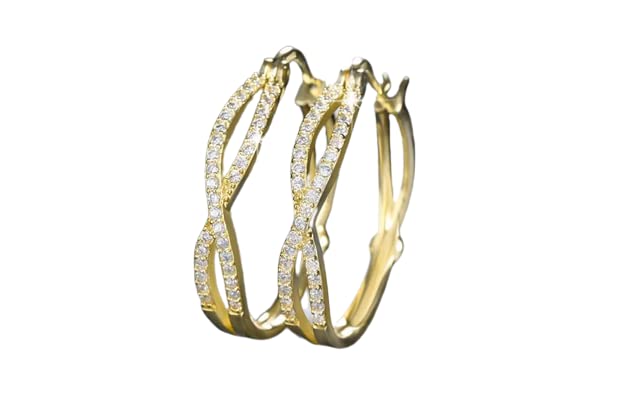 1.8ct Round Cut Cubic Zirconia Infinity Hoop Earrings for Women - Yellow Gold Plated, Elegant Everyday Jewelry for Work & Special Occasions