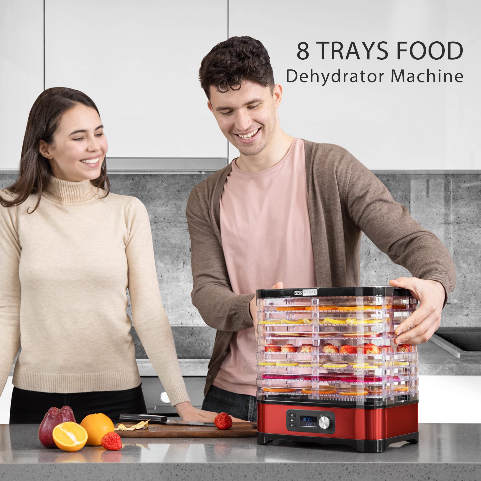 VIVOHOME 400W Electric Food Dehydrator with 8 Trays & Ice Shaver - 143lbs/hr Capacity for Jerky, Fruits & Snow Cones - Perfect for Home Kitchen & Camping