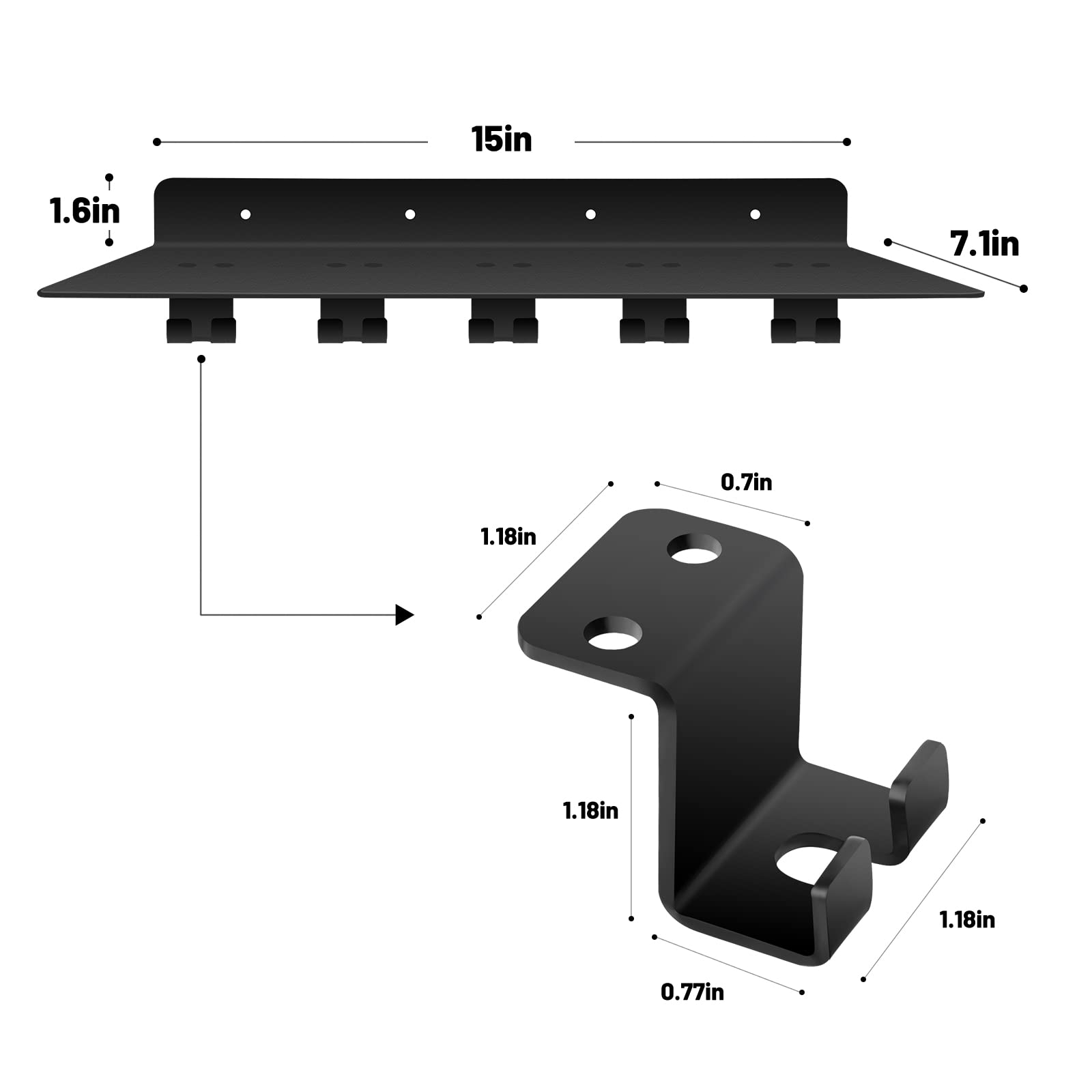 Tonal Accessories Shelf Organizer - Wall Mounted Gym Storage Rack with Hooks, Black Floating Shelves for Home Gym Equipment | Perfect for Organizing Dumbbells, Resistance Bands & Yoga Mats