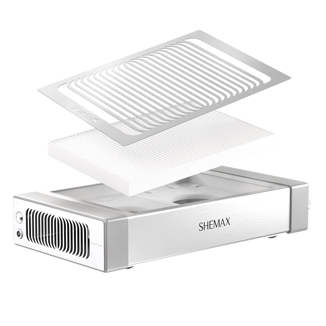 SheMax Style Pro Gray - Professional Manicure Nail Dust Collector for Salon & Home Nail Care | Dust-Free Nail Filing & Polishing