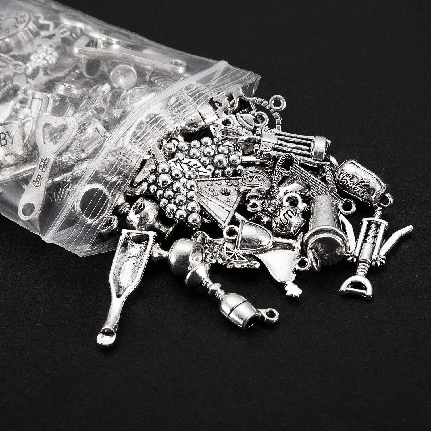 85-Piece Wine-Themed Charms Set for Jewelry Making - Glass Charms, Bracelet & Necklace Pendants - Includes Storage Bag - Perfect for DIY Crafts, Wine Parties & Gifts