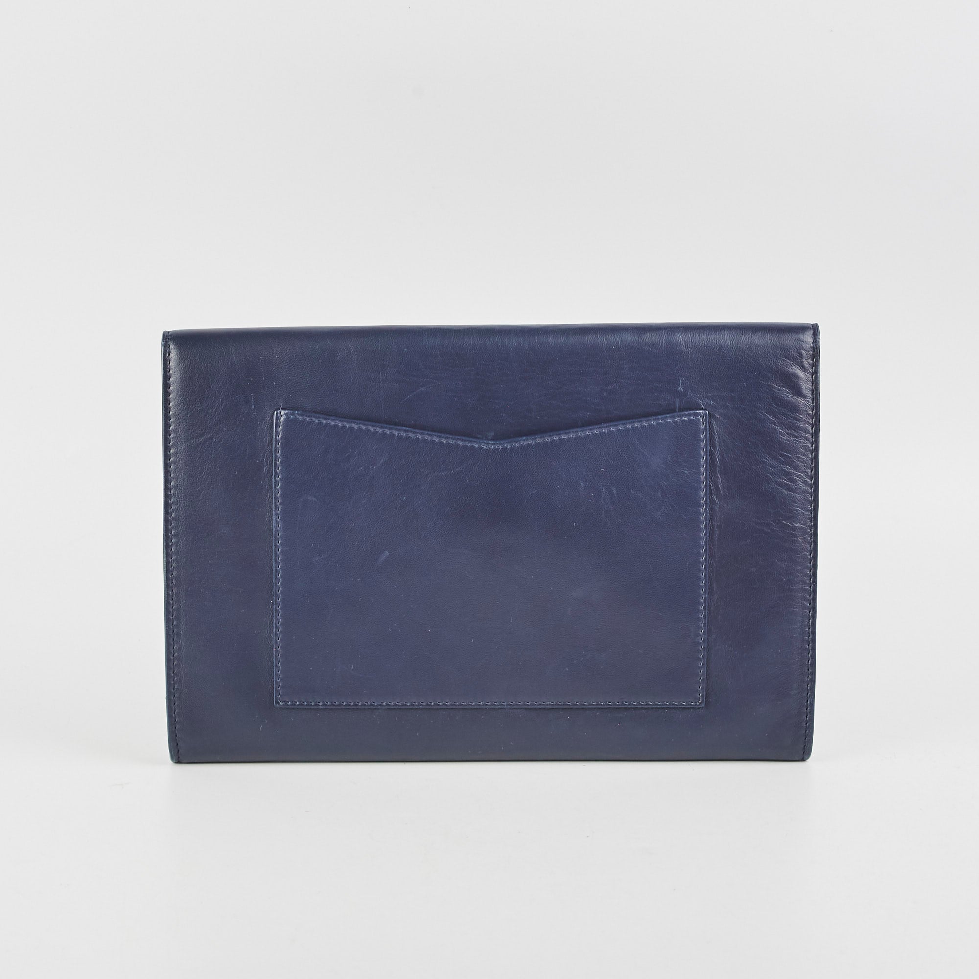Chanel Navy Blue Leather Envelope Clutch Bag for Women - Elegant Evening Purse for Parties, Weddings & Special Occasions