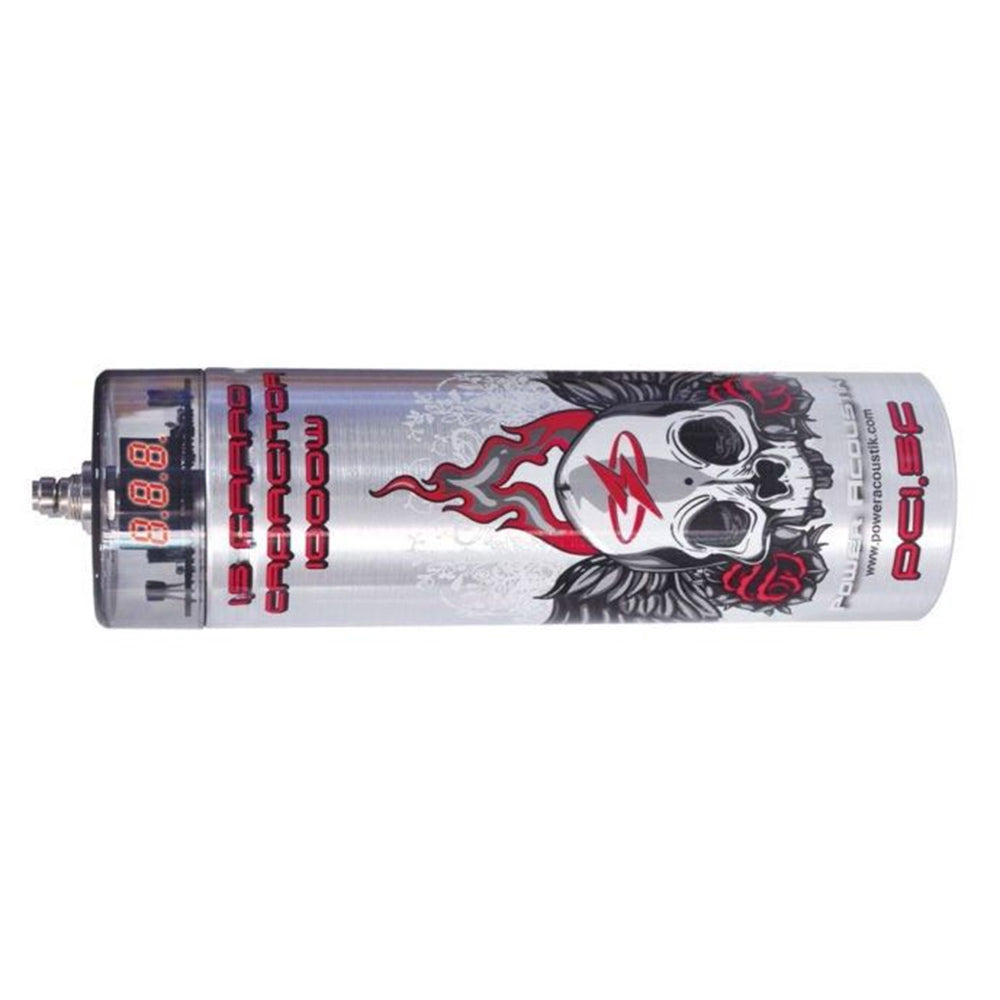 Power Acoustik PC1.5F 1000W 1.5 Farad Digital Car Audio Capacitor - Enhances Bass & Prevents Headlight Dimming for Car Stereo Systems