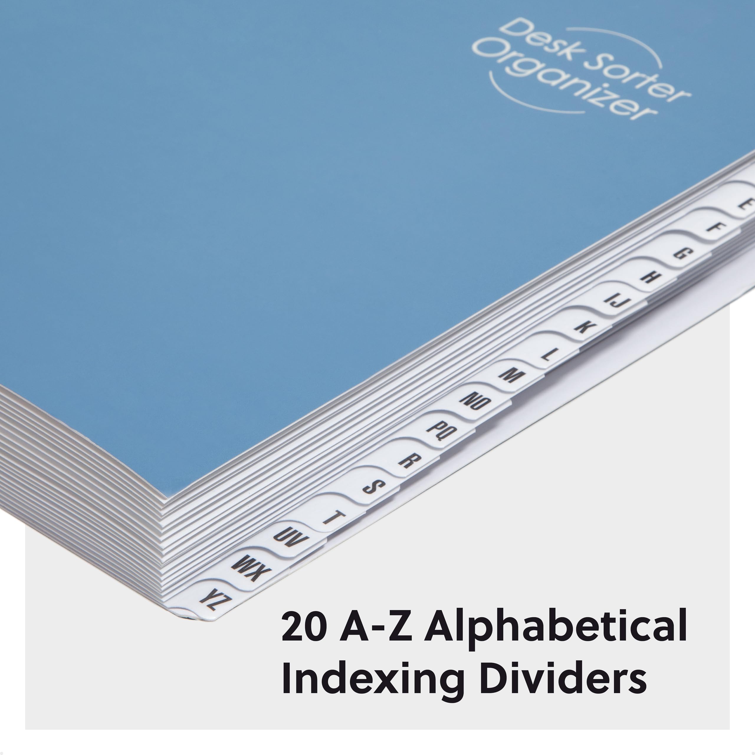 Smead Expandable File Sorter with 20 Indexing Dividers - Alphabetical (A-Z) Desk Organizer for Office Supplies - Letter Size with Laminated Tabs - Dark Blue Office Desk Accessories (89282) - Perfect for Document Management and Workspace Organization