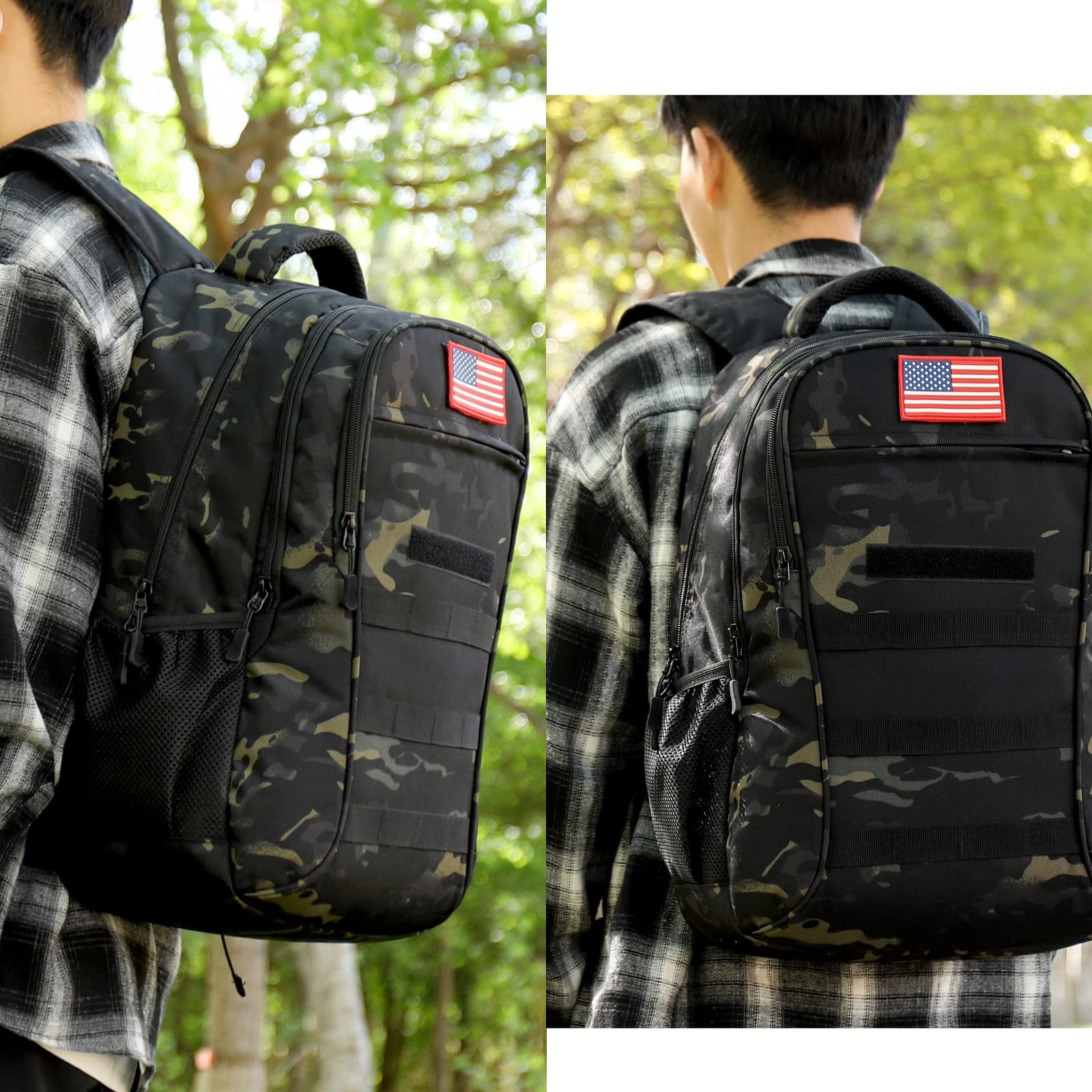 Military Tactical Backpack for Boys 40L - Camo School Backpack with USB Charging Port - Durable Teen & Men's Hiking, Travel & Everyday Use Backpack