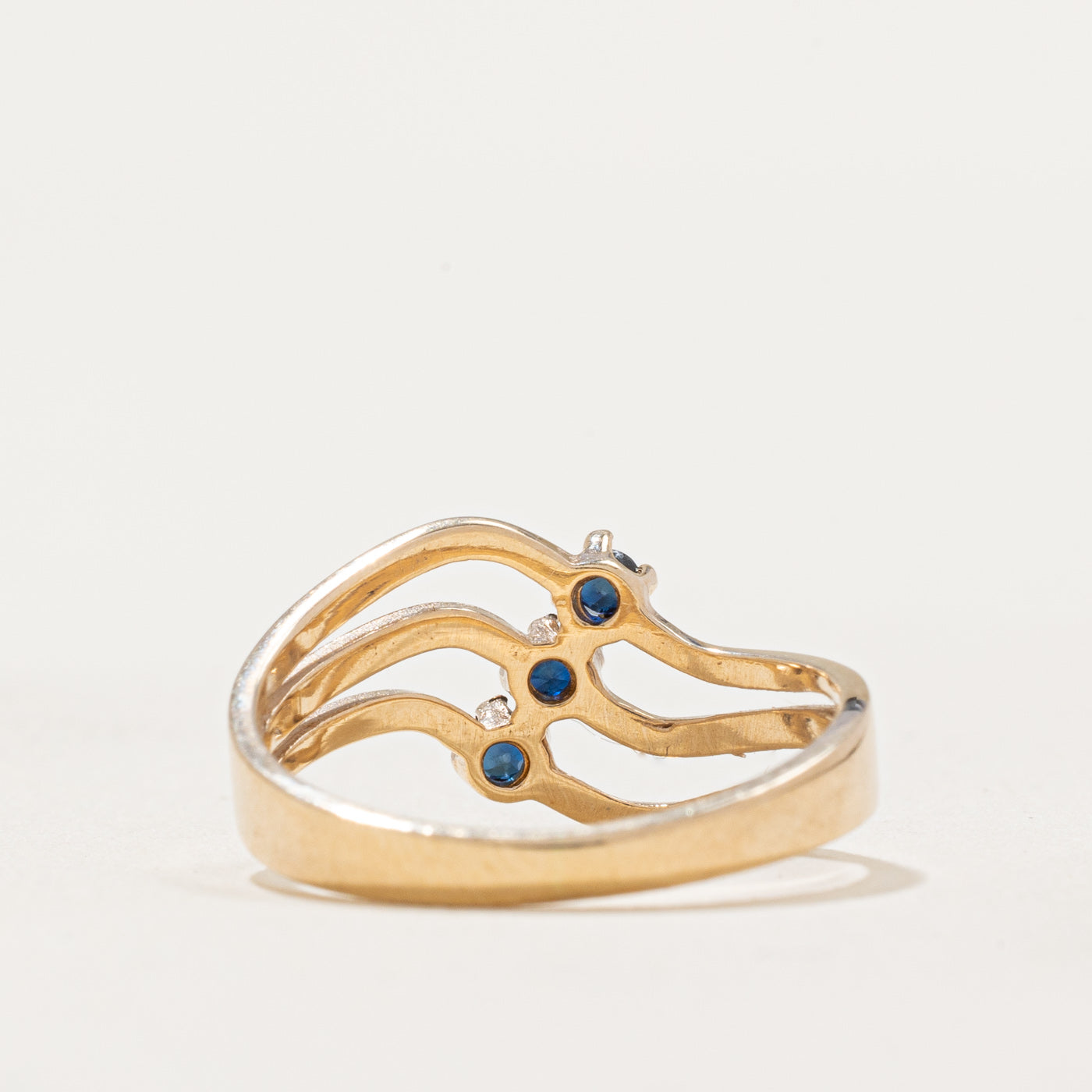 Sapphire Wave Ring - 0.15ctw Blue Sapphire Sterling Silver Ring - Size 5 - Elegant Stackable Ring for Women - Perfect for Weddings, Anniversaries & Everyday Wear