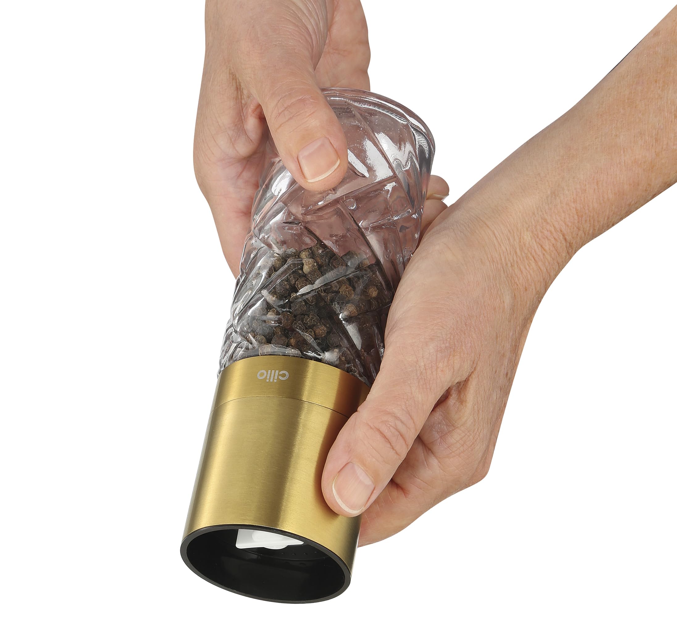 Premium Glass & Stainless Steel Salt and Pepper Grinder Set - 2 Pack, 6.7 Inch Height, Elegant Gold Finish - Perfect for Kitchen, Dining Table & Gourmet Cooking