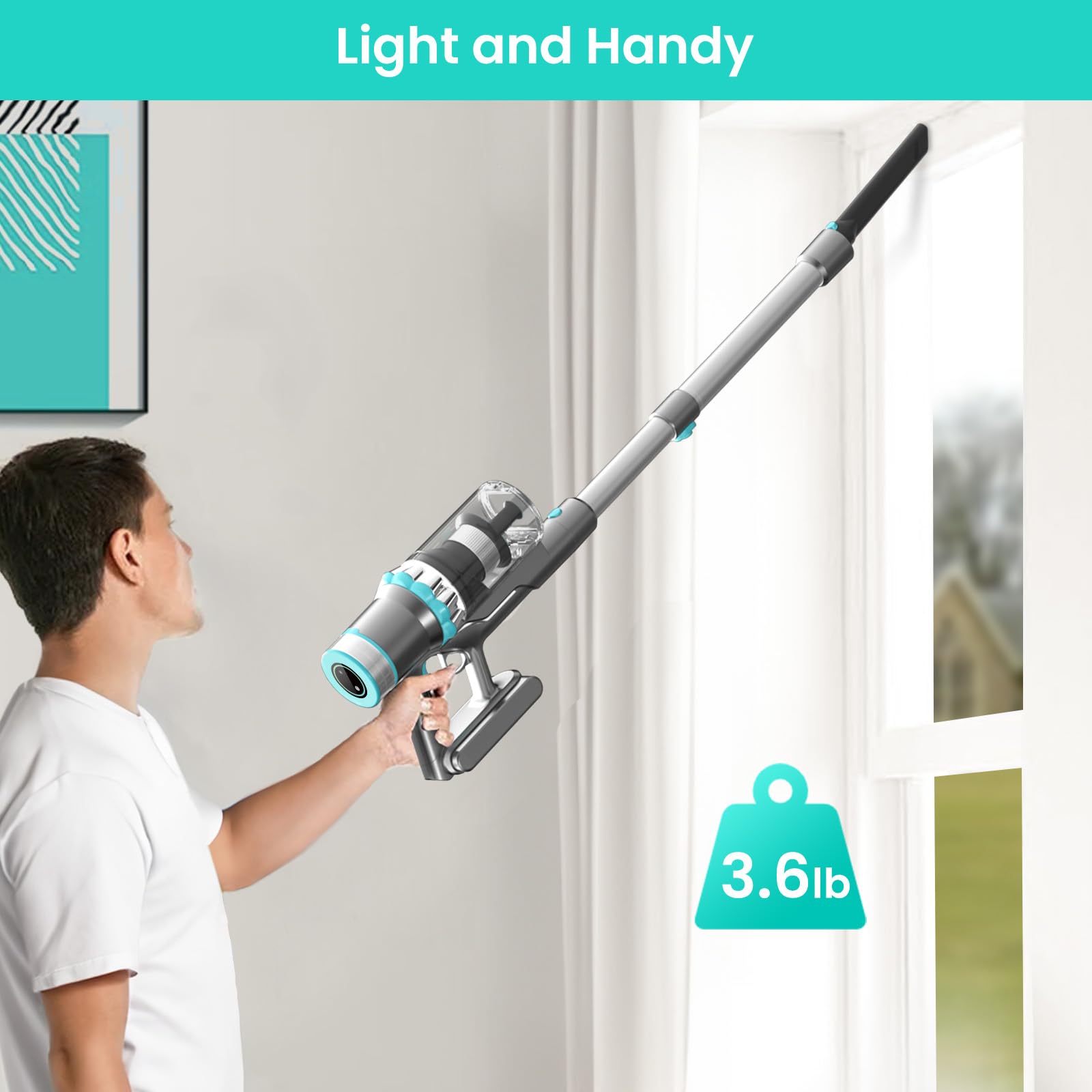Belife BVC11 Cordless Vacuum Cleaner - 38KPa/450W Powerful Stick Vacuum with Brushless Motor, LED Display | 6-in-1 Lightweight Vacuum for Hardwood Floors, Carpets & Pet Hair | Ideal for Home Cleaning, Pet Owners & Quick Pickups