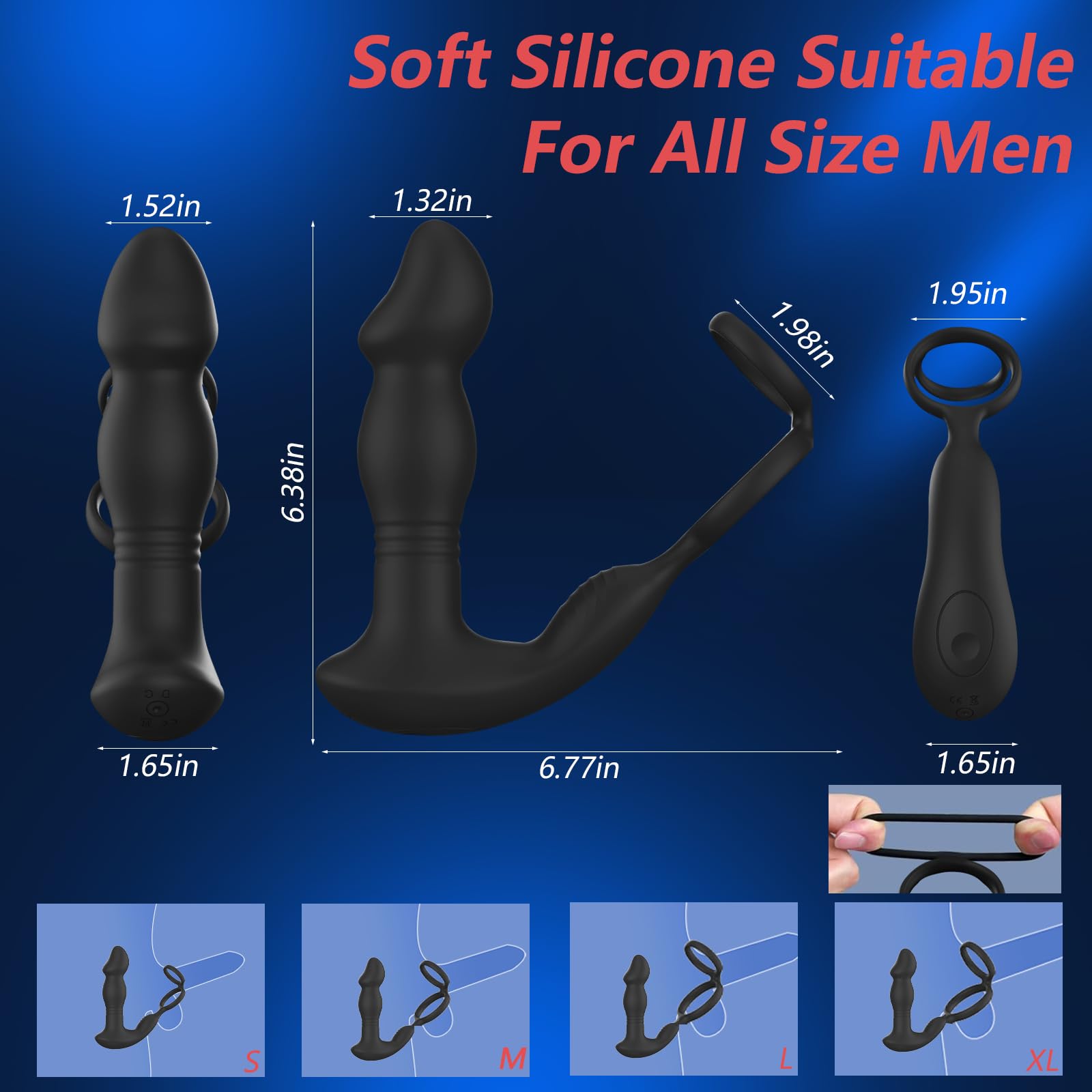 **Powerful Thrusting Prostate Massager & Vibrating Anal Plug - APP & Remote Control Male Sex Toy with Cock Ring, 9 Vibration Modes & Finger Snap Function - Perfect for Couples Play & Solo Pleasure**    *(Use Cases: Enhance intimacy with your partner, explore solo pleasure, or spice up your bedroom games with this versatile prostate massager.)*