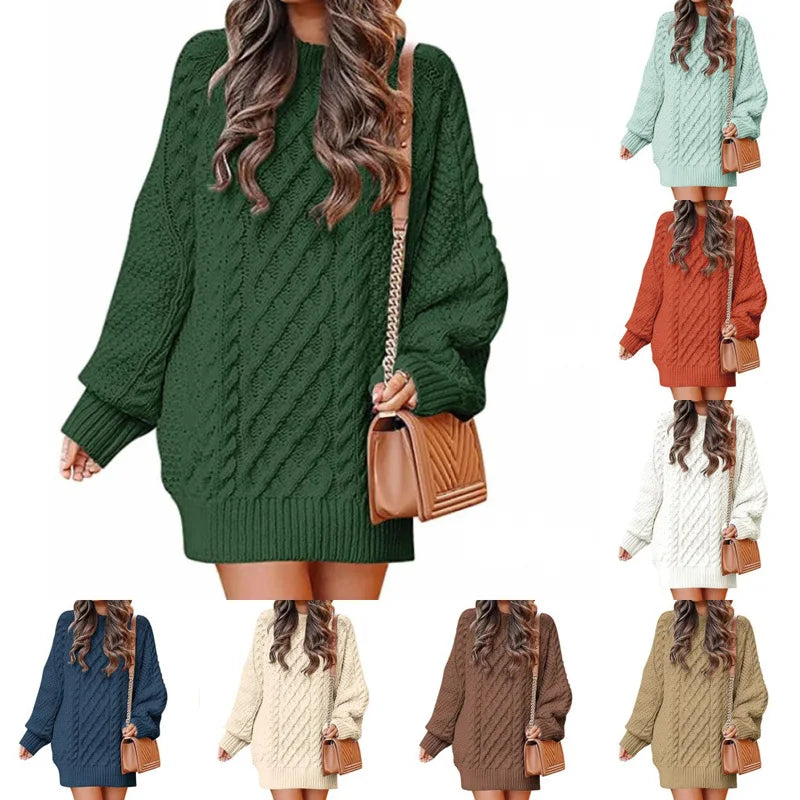 13 Colors Women's Chunky Cable Knit Oversized Pullover Sweater - Long Sleeve Crewneck Winter Warm Tops for Casual Outfits, Holiday Gatherings & Cozy Home Wear