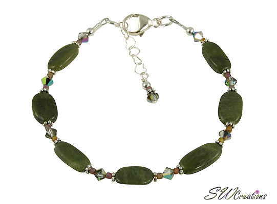 Olive Jade Crystal Gemstone Beaded Bracelet for Women - Natural Stone Healing Energy Jewelry for Meditation, Yoga & Spiritual Wellness
