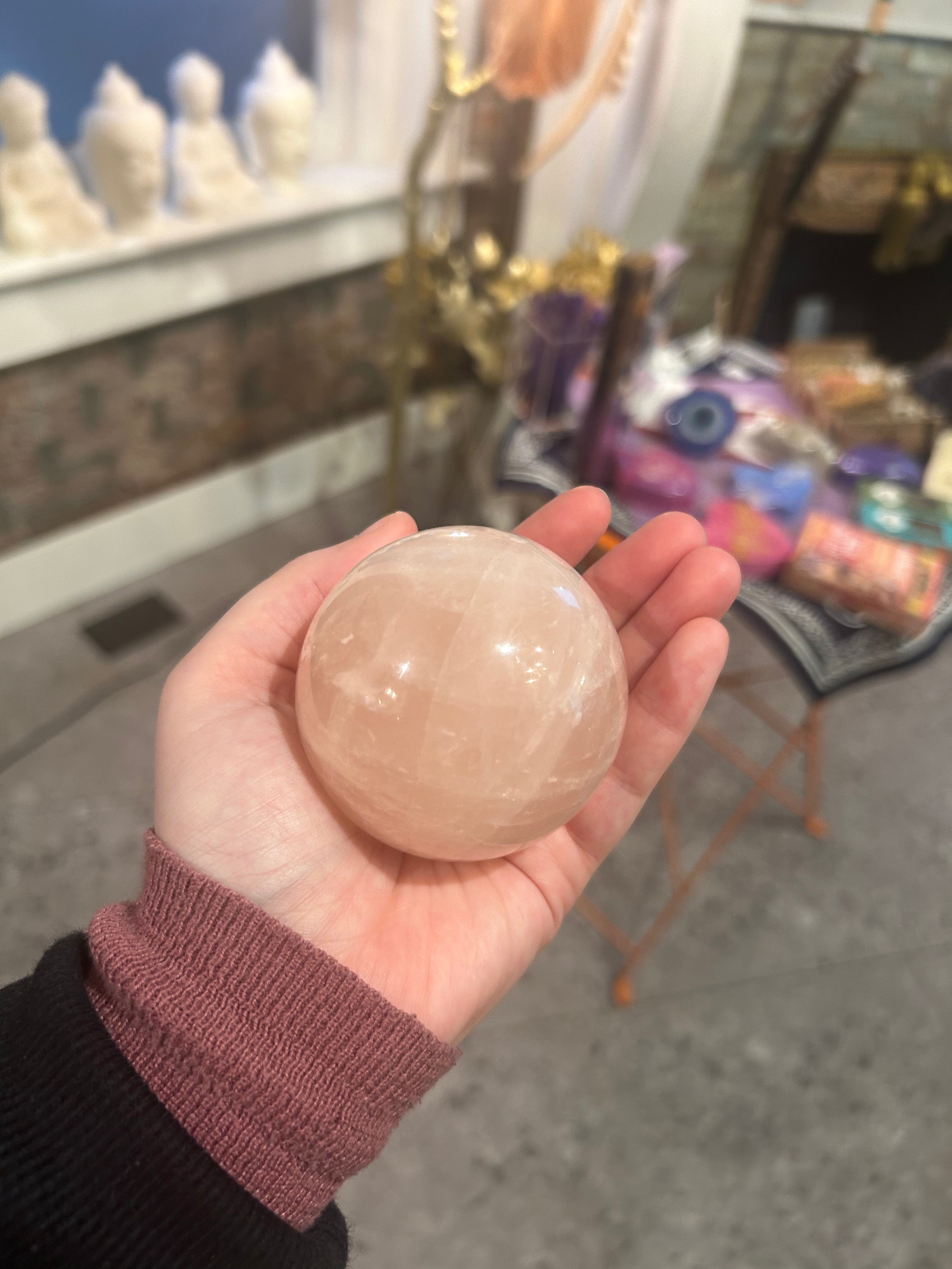 Large Rose Quartz Sphere - Natural Healing Crystal for Meditation, Reiki & Home Decor | Perfect for Spiritual Gifts, Yoga Spaces & Positive Energy