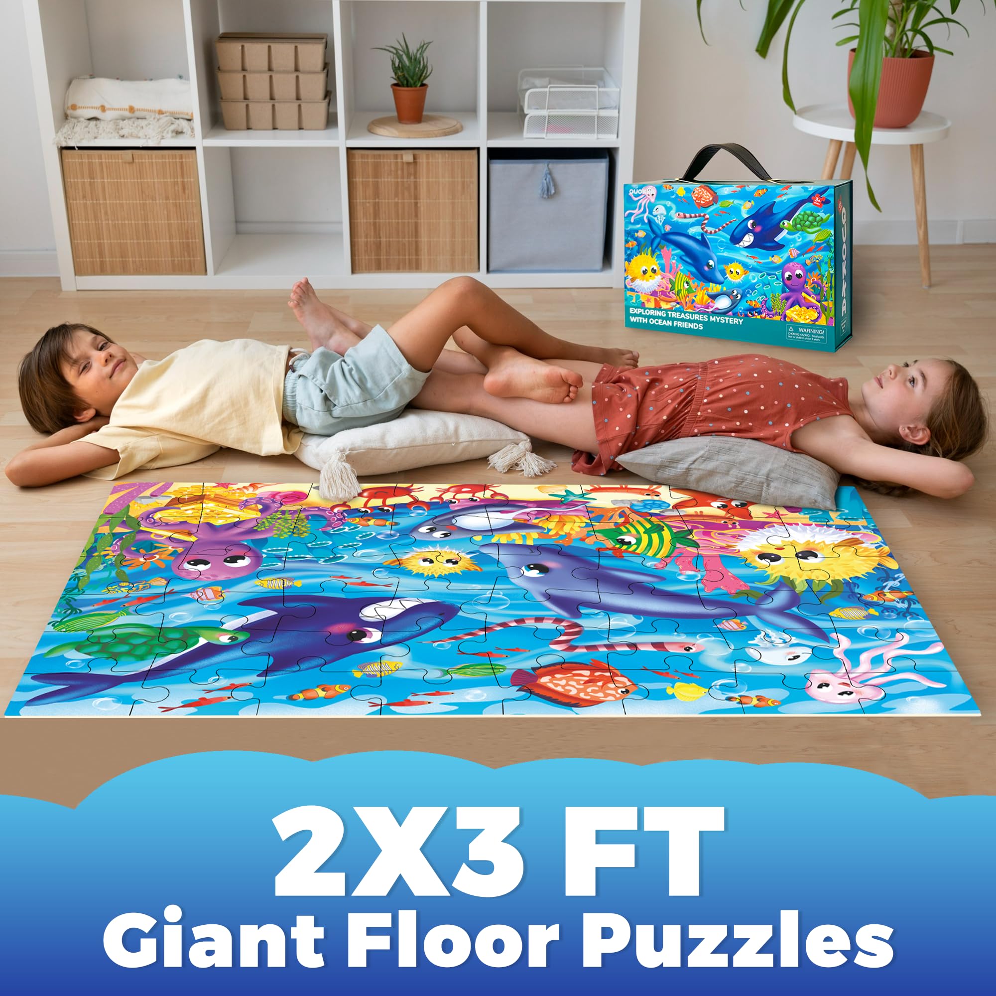 QUOKKA Giant 48-Piece Floor Puzzles for Kids Ages 2-6 | 2x3 Feet Large Educational Ocean Animal Puzzle Game for Toddlers & Preschoolers | Perfect for Birthday Gifts, Classroom Activities & Family Game Night