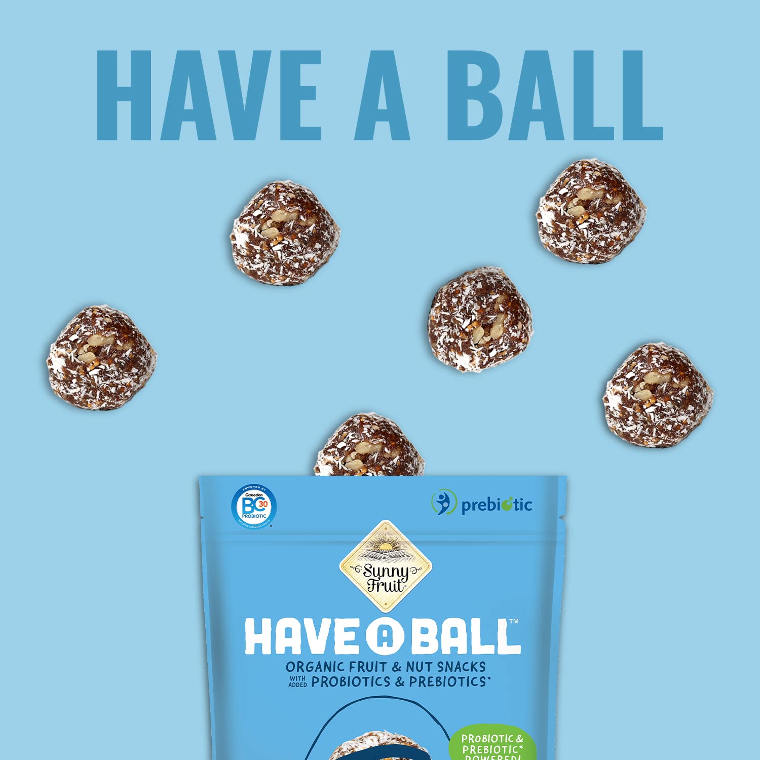 Organic Sunny Fruit Fig & Walnut Energy Balls - 100% Raw Vegan Snacks, Gluten-Free, Kosher, No Added Sugar (9 Balls per Pack) | Healthy On-the-Go Snack for Hiking, Office, School & Travel