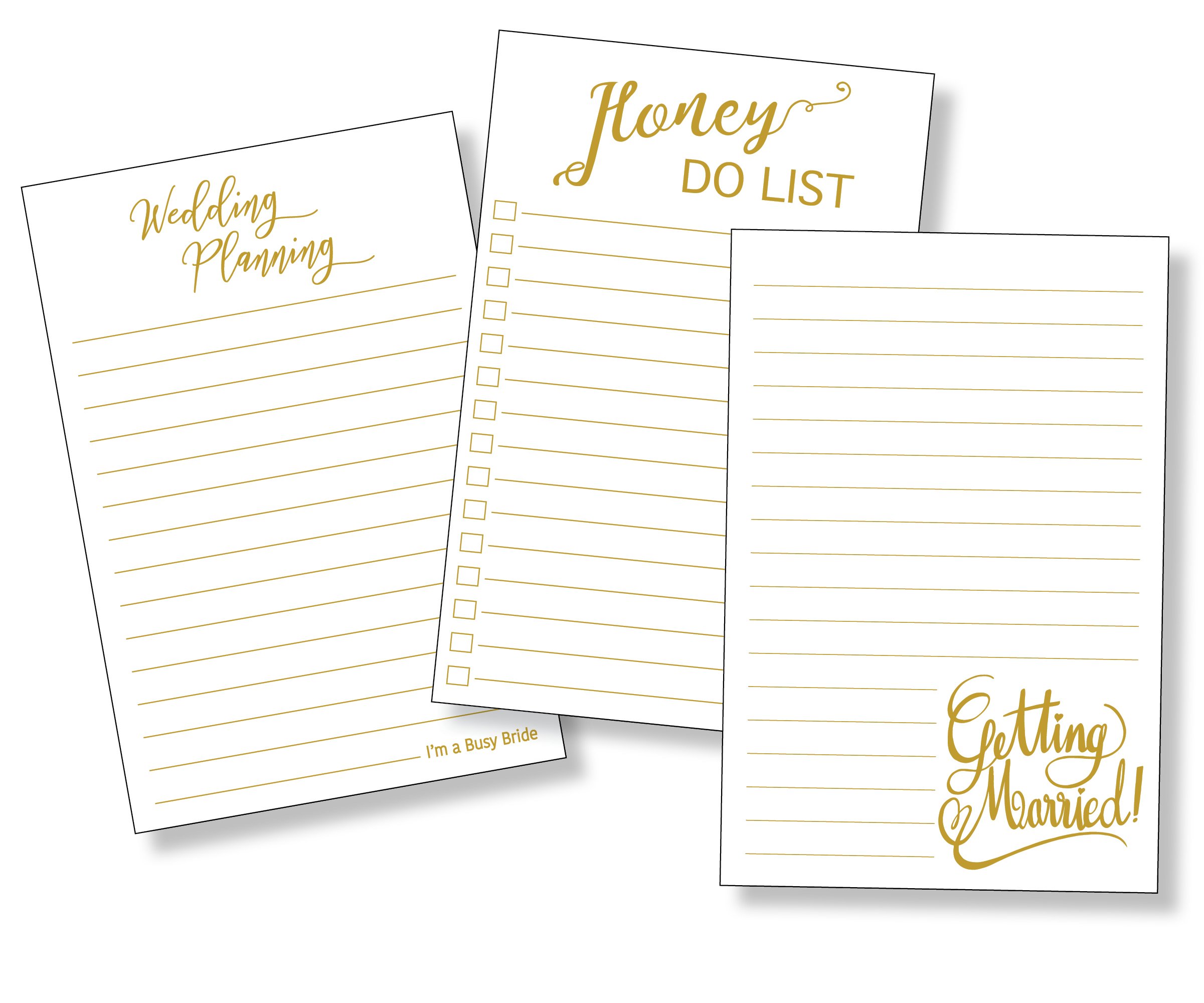 Bridal Notepads 3 Pack - Wedding Planning Notebooks for Brides, DIY Wedding Checklist Notepad Set - Perfect for Bridal Shower, Bachelorette Party & Wedding Organization