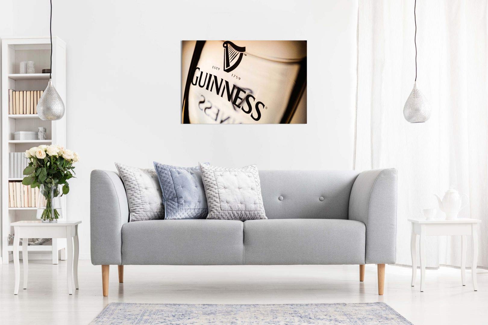 Guinness Beer Canvas Wall Art Print - 18x12 Inches Irish Pub Decor for Home, Bar & Man Cave