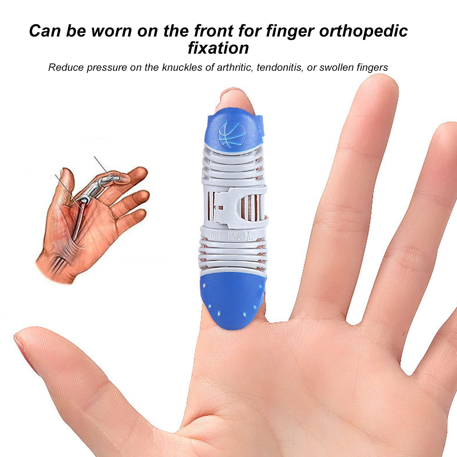 Finger Splint for Basketball & Volleyball - Adjustable Hollow Out Finger Guard Brace Support Protector (Size L) - Ideal for Sports Injury Prevention & Recovery