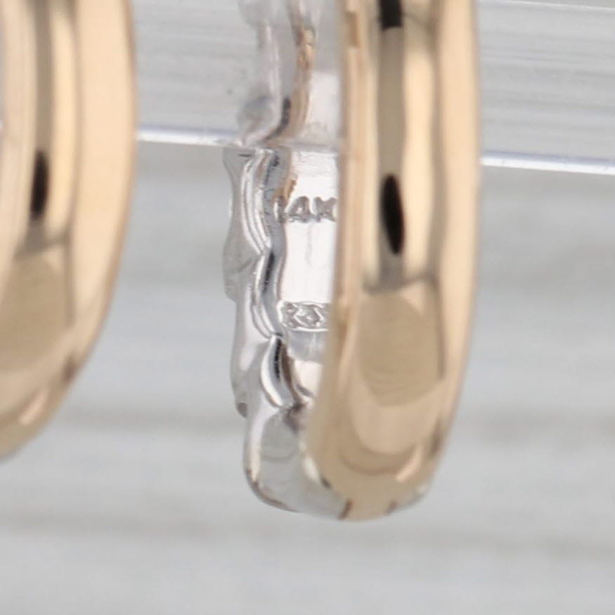 0.47ctw Diamond Hoop Huggie Earrings 14k Gold 2-Toned Hinged Snap Closure - Perfect for Everyday Wear, Date Nights & Special Occasions