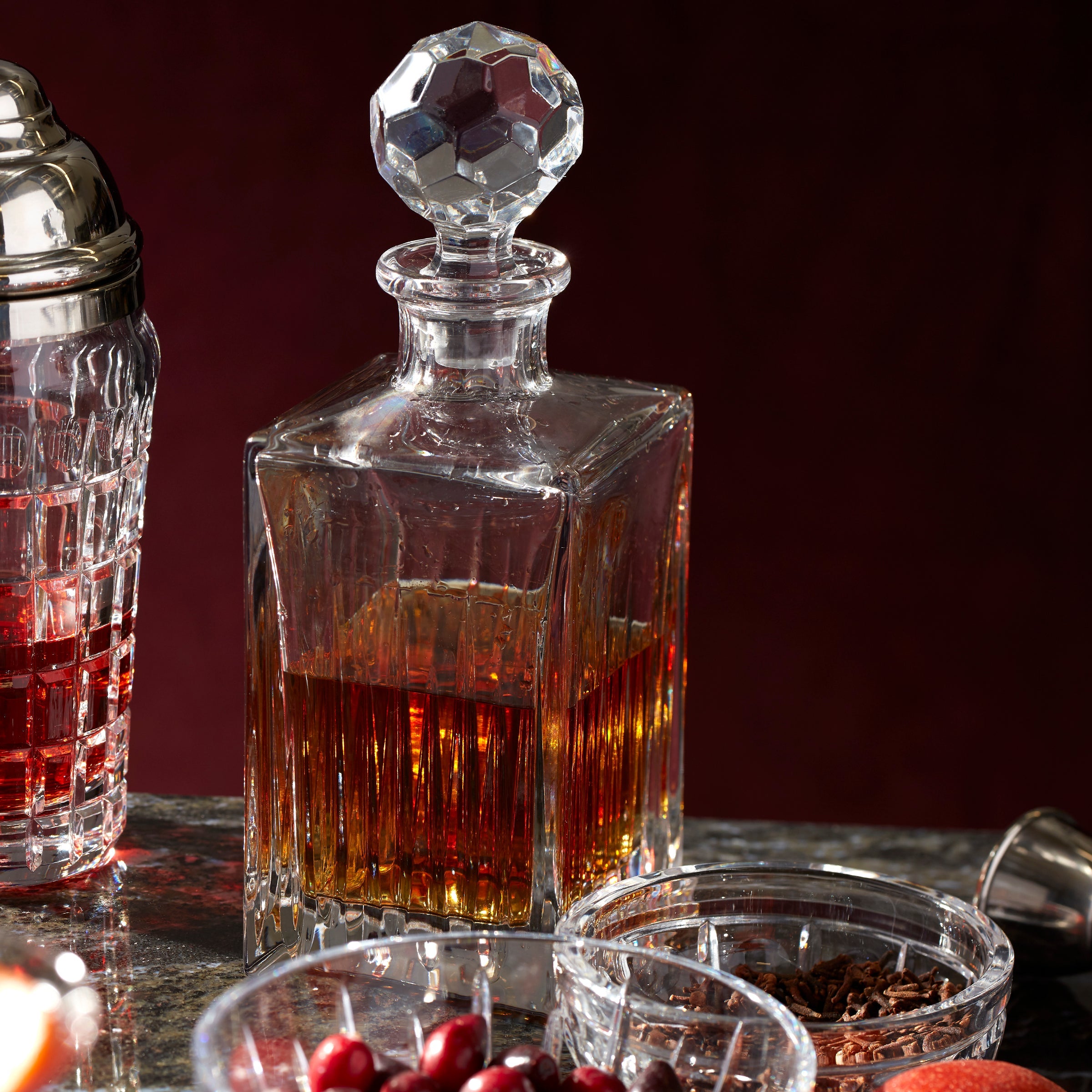 Premium Soho Crystal Decanter Set - Elegant Glass Liquor Decanter with Stopper for Whiskey, Brandy & Wine - Perfect for Home Bar, Gift Giving & Entertaining