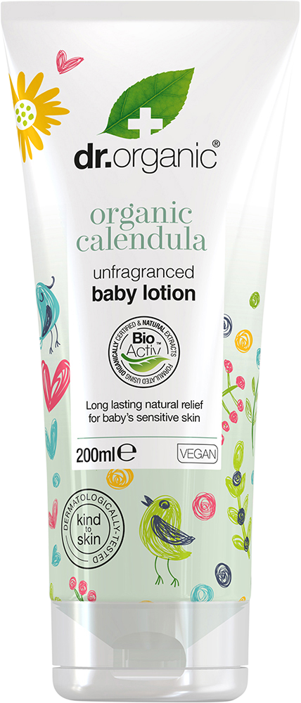 Dr Organic Unscented Baby Lotion with Calendula - Hypoallergenic & Natural Moisturizer for Sensitive Skin | Perfect for Daily Baby Care & Diaper Rash Prevention