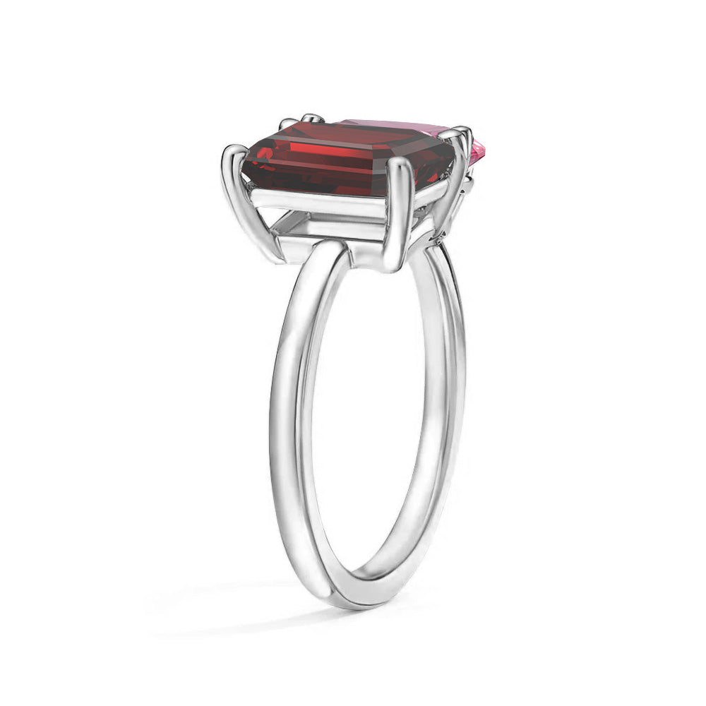 Personalized Garnet Birthstone Ring for Couples - Custom Toi et Moi Anniversary Ring for Her - Romantic Gift for Valentine's Day, Engagement or Wedding Anniversary (Perfect for February Birthdays)