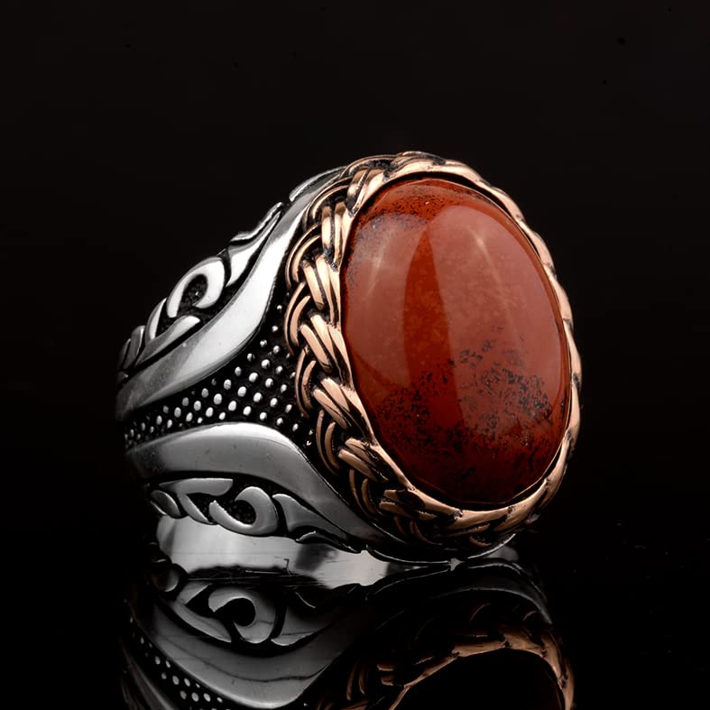 Authentic Natural Bloodstone Gemstone Handmade Sterling Silver Men's Ring for Healing & Protection – Perfect for Gifts, Meditation & Spiritual Jewelry