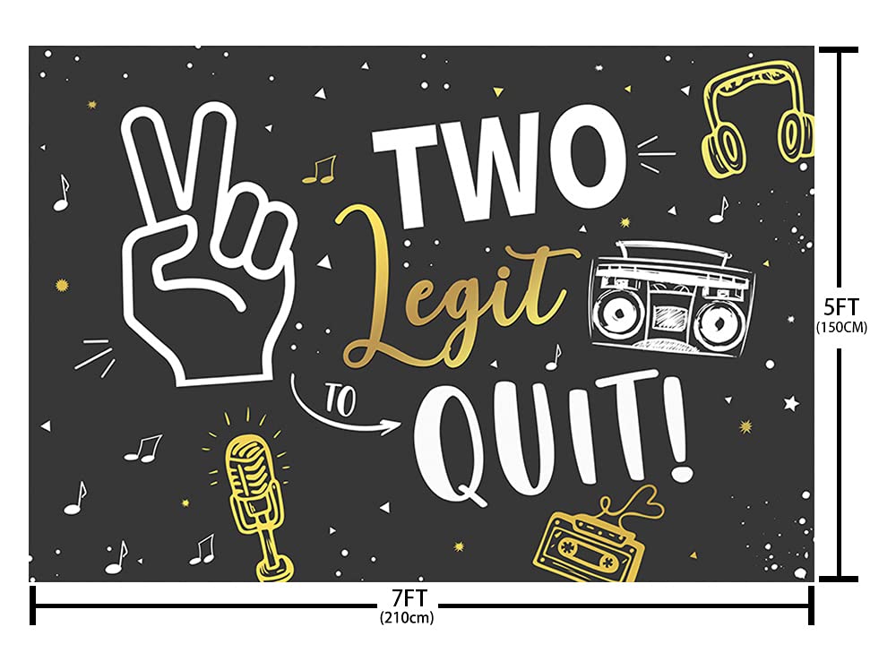 ABLIN 7x5ft Hip Hop Birthday Backdrop - Gold Microphone & Headphones Design for 2nd Birthday Party Decorations | Perfect for Cake Tables, Photo Booths & Music Themed Celebrations