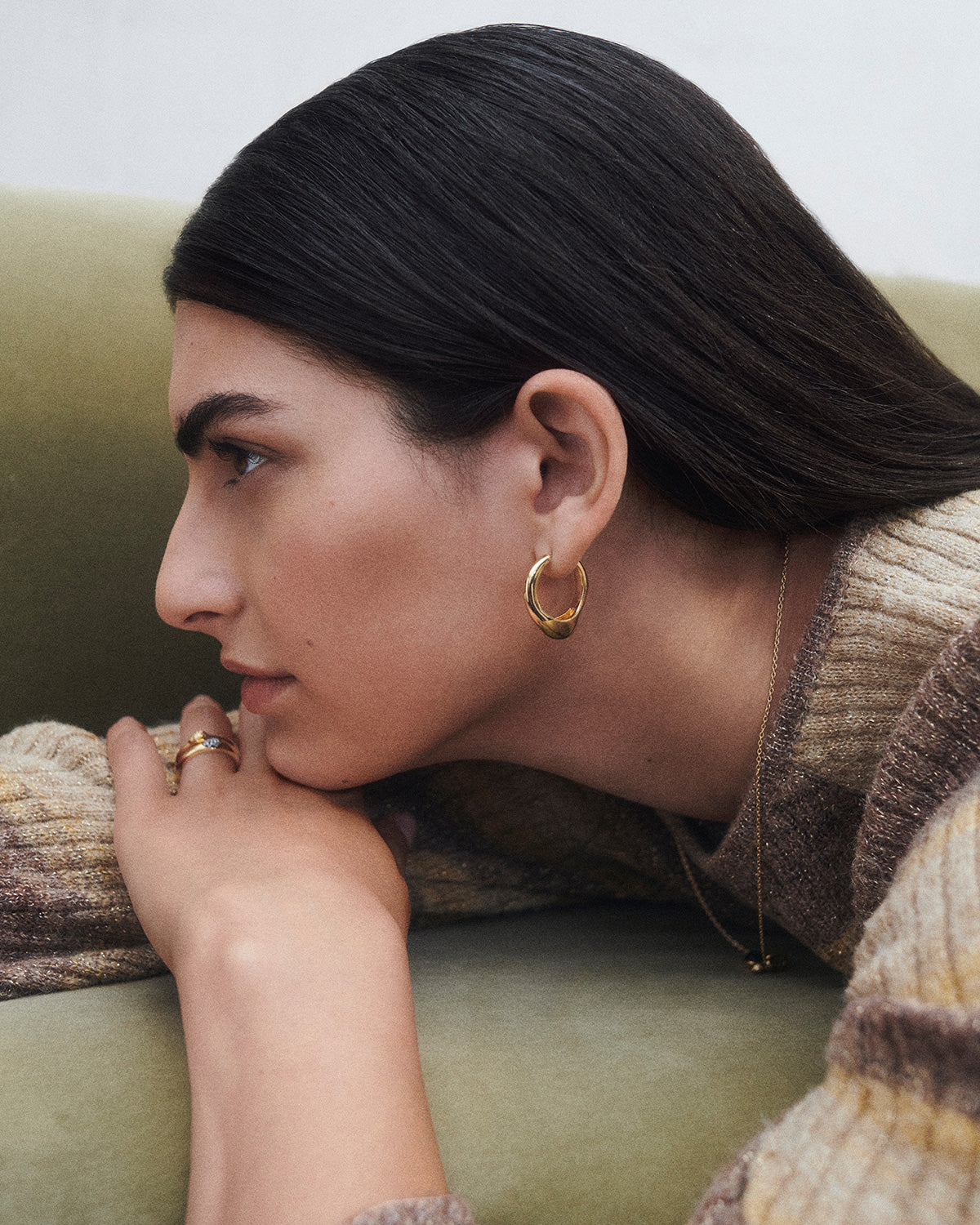 GRID 5 Riba Hoops - Elegant Gold Plated Dangle Earrings for Women, Perfect for Parties, Weddings & Everyday Wear