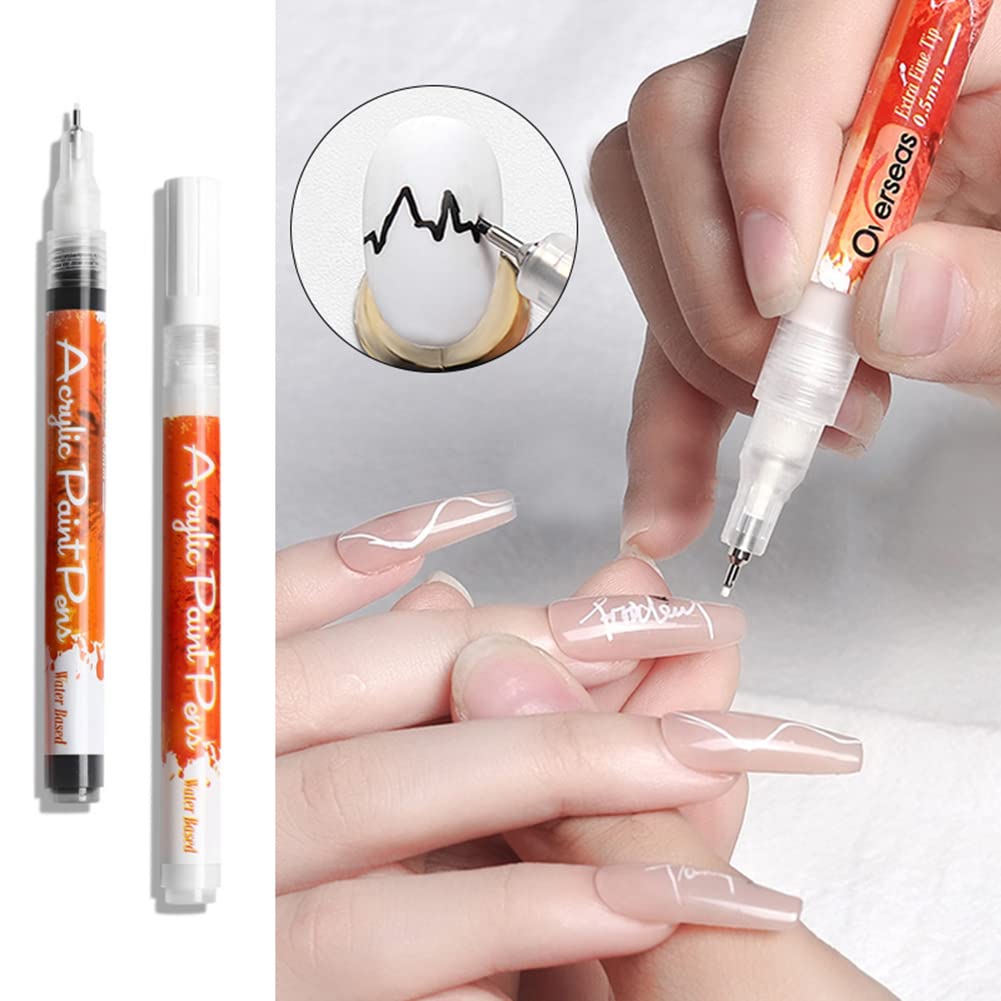 Professional Nail Art Drawing Pen - Waterproof Nail Graffiti & Painting Marker for DIY Nail Designs | Perfect for Home Manicures, Salon Use & Creative Nail Art Projects - Black