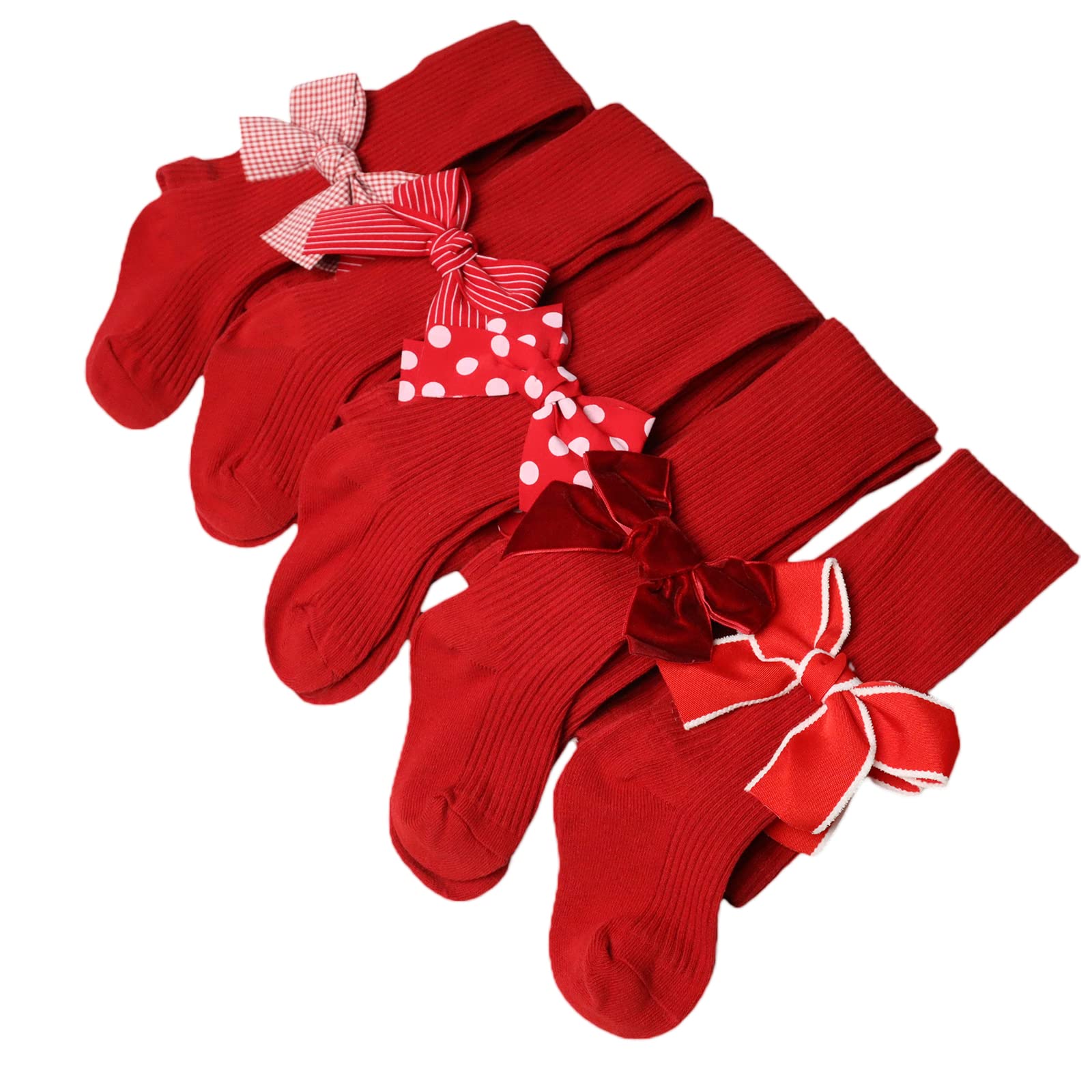 Toddler Baby Girl Tights - Seamless Knit Pantyhose with Bows, Christmas Red Leggings & Stockings - Soft & Comfortable for Playtime, Holidays & Special Occasions
