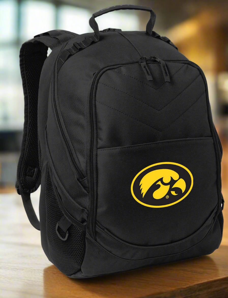 University of Iowa Hawkeyes Laptop Backpack - 15.6 Inch Waterproof College Computer Bag for Students & Professionals - Perfect for Campus, Travel & Work