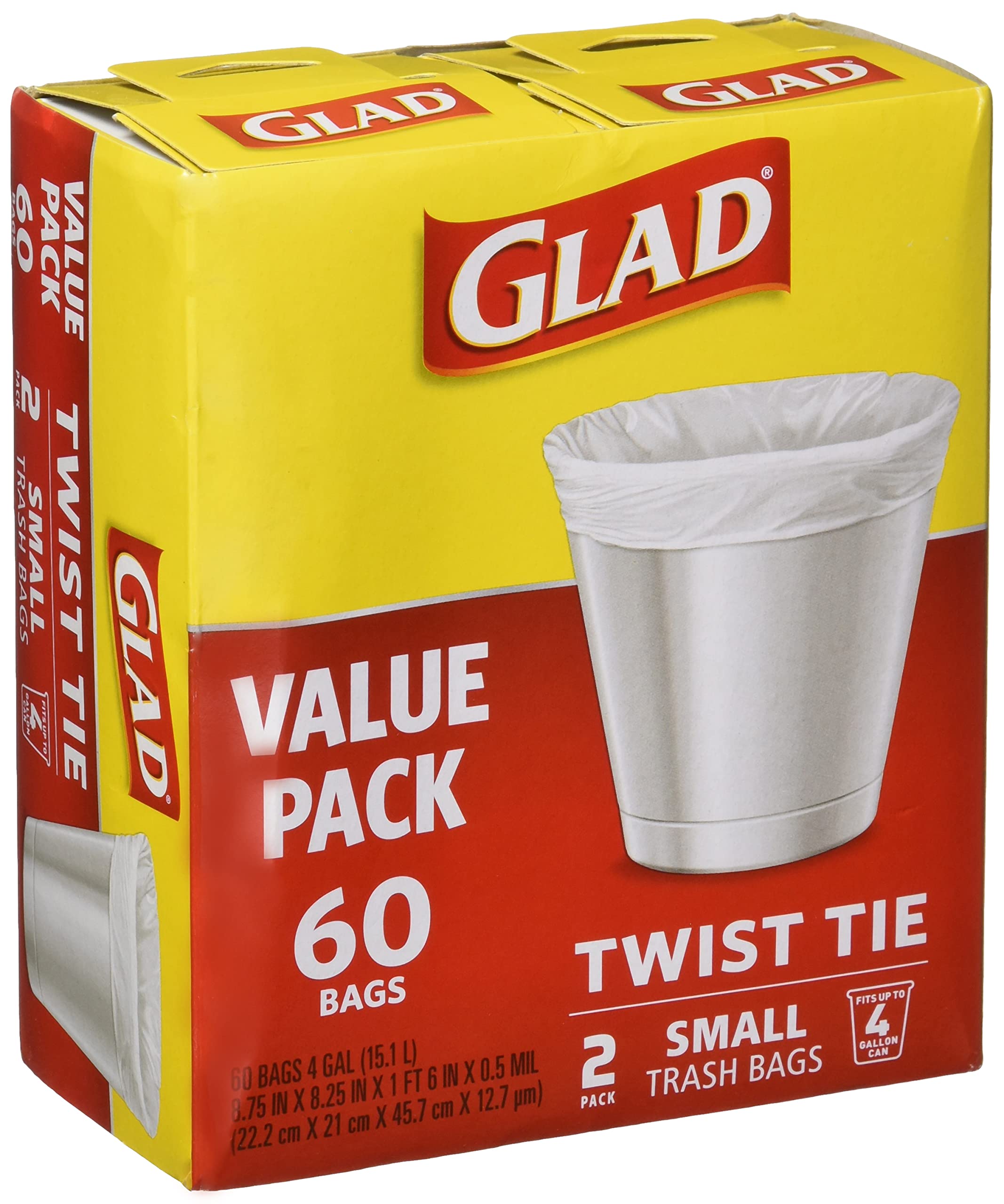 GLAD Small Trash Bags 4 Gallon - 60 Count | Odor Control & Leak Proof | Perfect for Bathroom, Office & Small Waste Bins