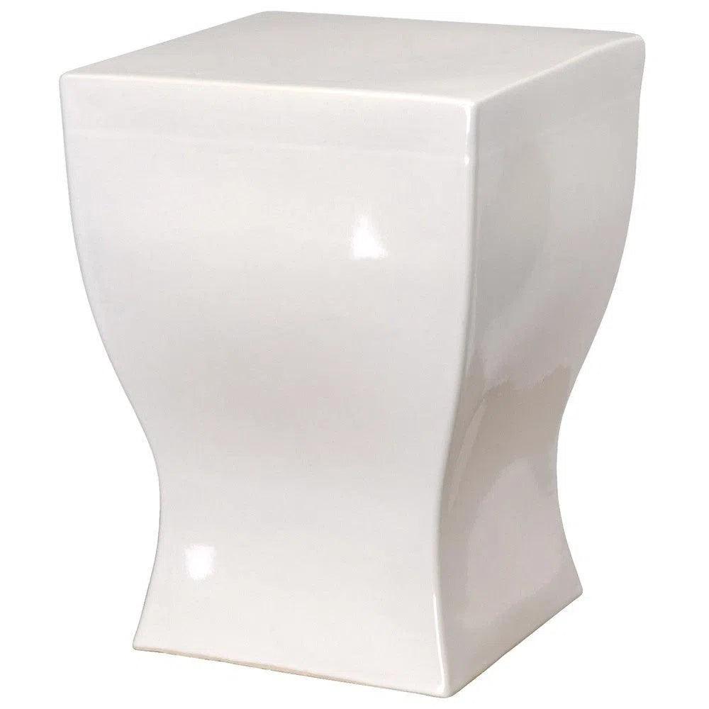 17.5 Inch Square Ceramic Garden Stool by Emissary - Outdoor Patio Decor, Side Table, Plant Stand for Garden, Porch & Balcony