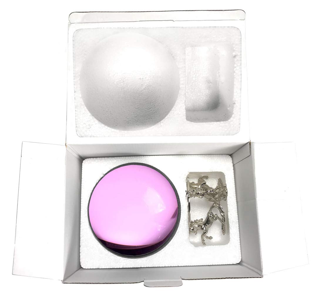 Amlong Crystal Pink Crystal Ball 150mm (6 inch) with Unicorn Stand - Perfect for Meditation, Feng Shui, Home Decor & Gift Giving
