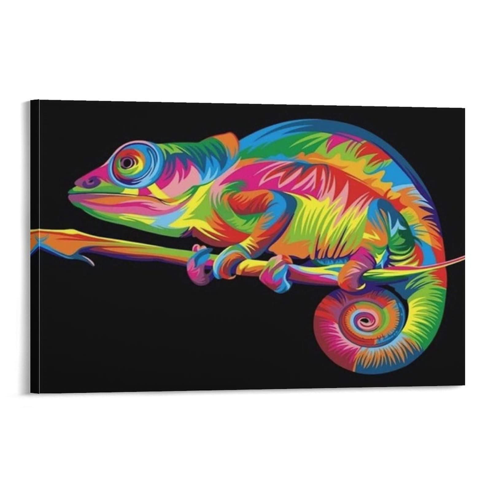 Abstract Canvas Wall Art - Colorful Lizard Oil Painting Poster, Modern Contemporary Artwork for Living Room, Bathroom, Bedroom & Home Office Decor - 20x30 Inches (50x75cm) - Perfect for Adding a Stylish Touch to Any Space