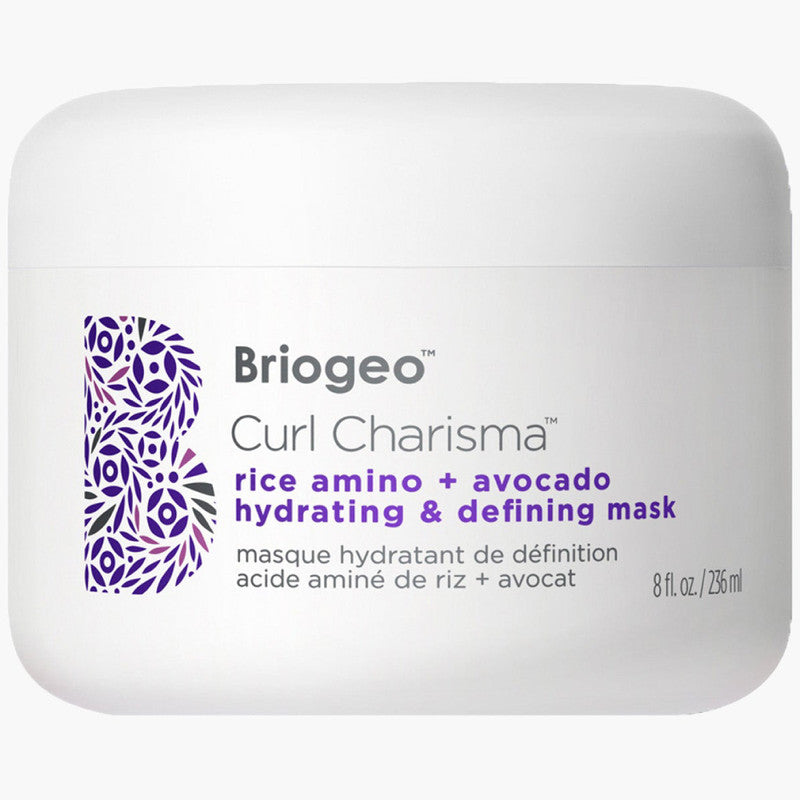 Briogeo Curl Charisma Rice Amino & Avocado Hydrating Defining Hair Mask - 8 oz for Curly & Wavy Hair - Deep Moisture & Definition Treatment for Dry, Frizzy Hair - Perfect for Salon-Quality At-Home Hair Care