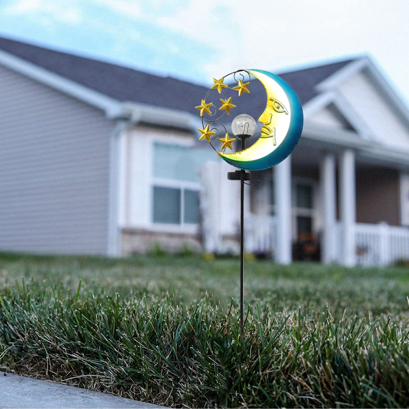 Solar Powered Moon & Star Shaped LED Ground Lights - Waterproof Outdoor Pathway Lighting for Garden, Lawn & Landscape Decoration | Perfect for Patios, Walkways & Backyard Ambience