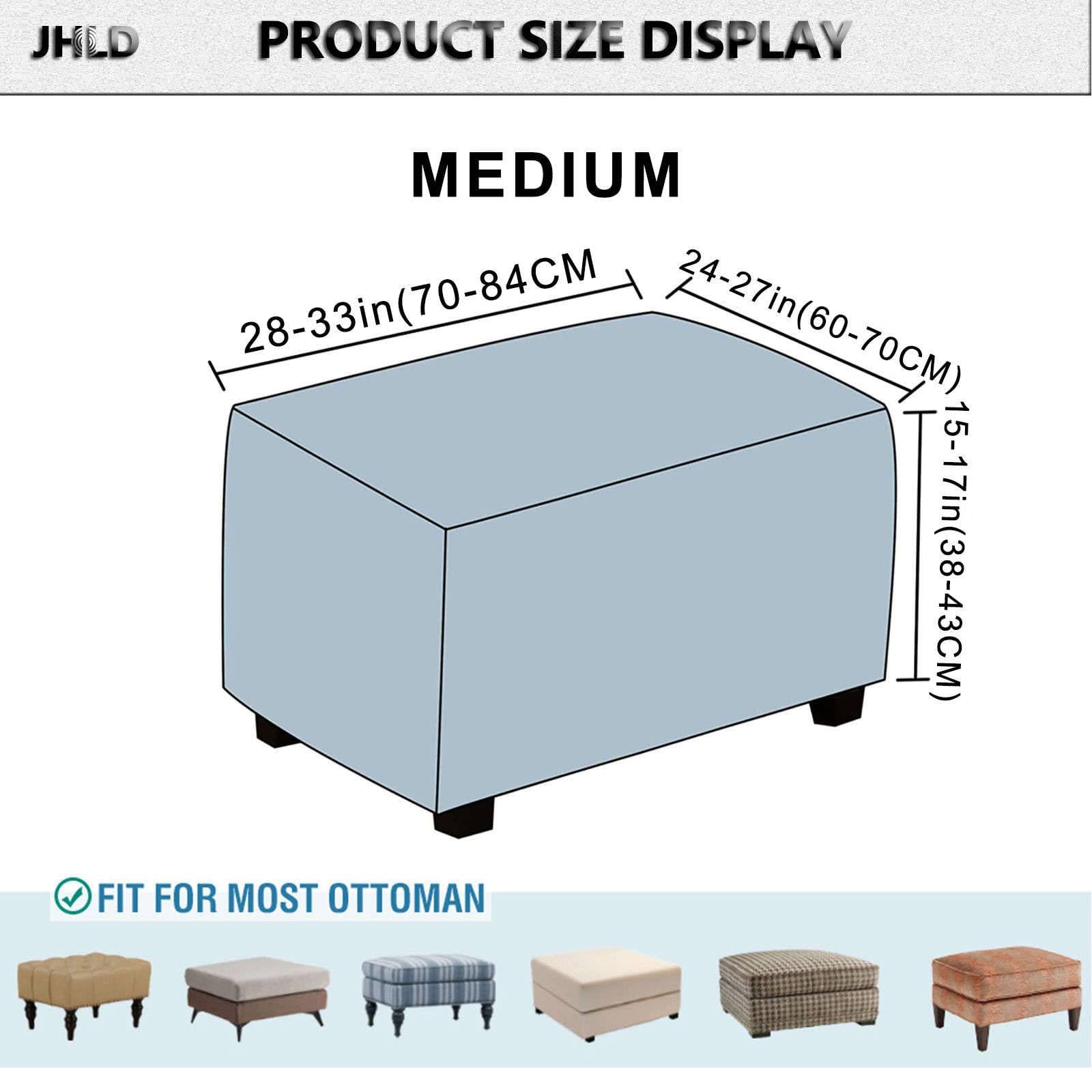 Waterproof Ottoman Cover Rectangle - Stretch Velvet Soft Ottoman Slipcover for Folding Storage Stool with Elastic Bottom (White, Medium) - Perfect for Living Room, Bedroom & Home Decor