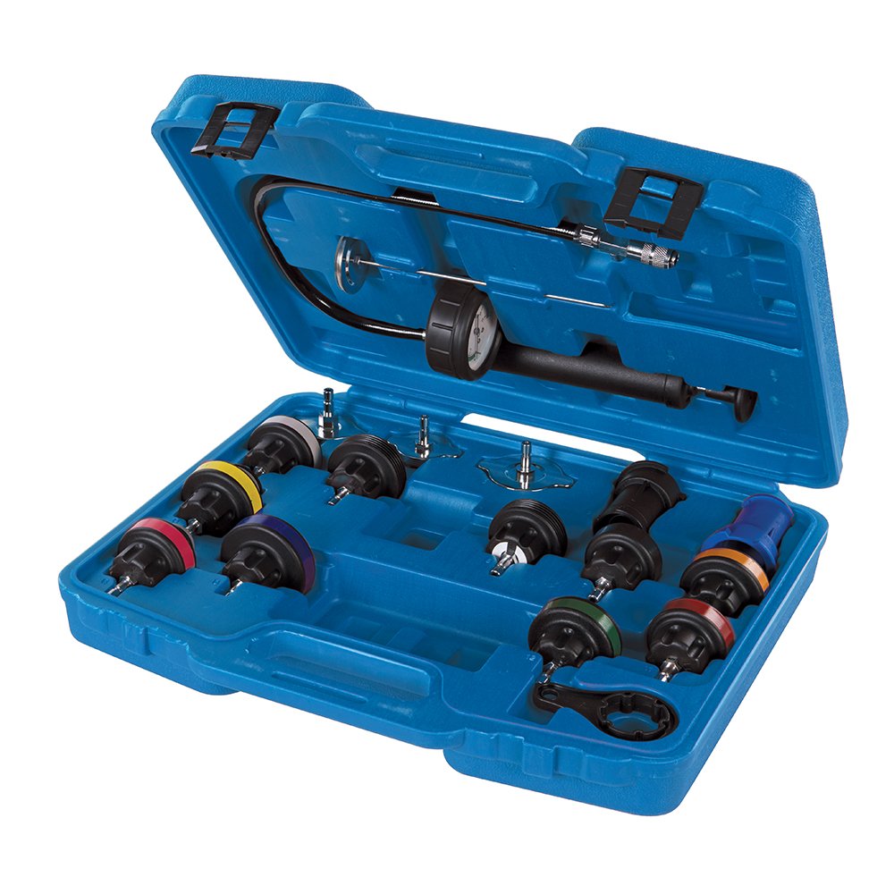 647951 Radiator Pressure Tester Kit - 18-Piece Professional Automotive Cooling System Diagnostic Tool Set for Leak Detection & Maintenance | Ideal for Mechanics, DIY Car Repair & Engine Diagnostics