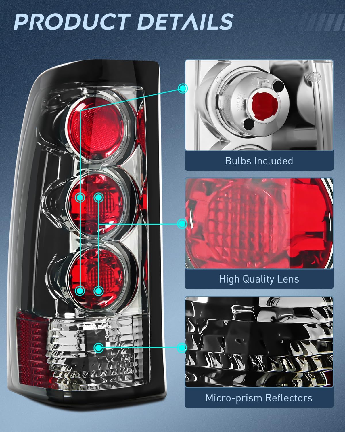 1999-2006 GMC Sierra & Chevy Silverado Tail Light Assembly - Smoked Housing Replacement for Fleetside Models (Driver/Passenger Side) - Perfect for Night Driving & Vehicle Restoration Projects